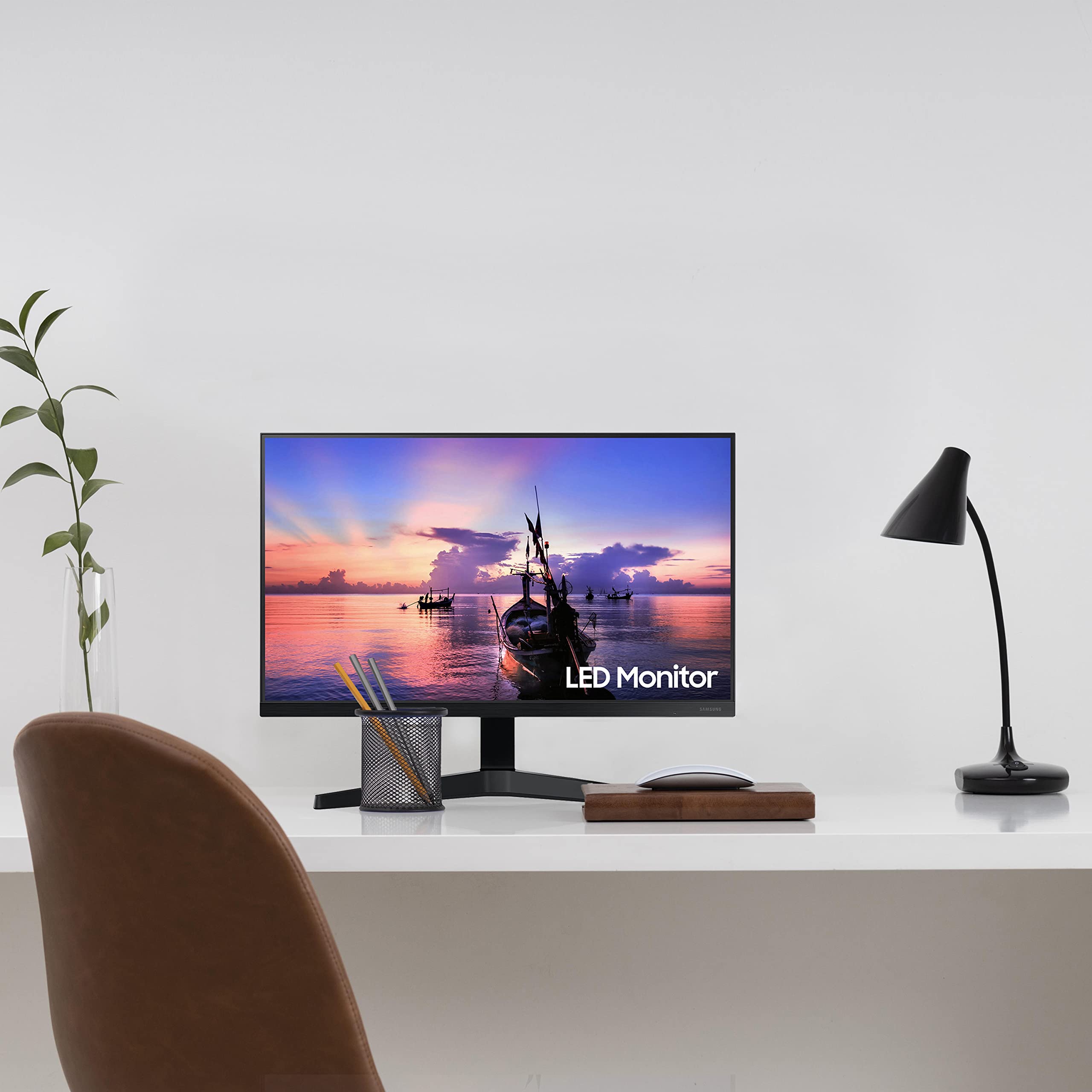 SAMSUNG 24 Inch LED Monitor - LF24T350FHNXZA Full HD 1080P 75Hz Computer Screen with Slim Design | Ideal for Gaming, Home & Office Use | Includes Free Mouse Pad | Perfect for Workstations, Esports & Multitasking