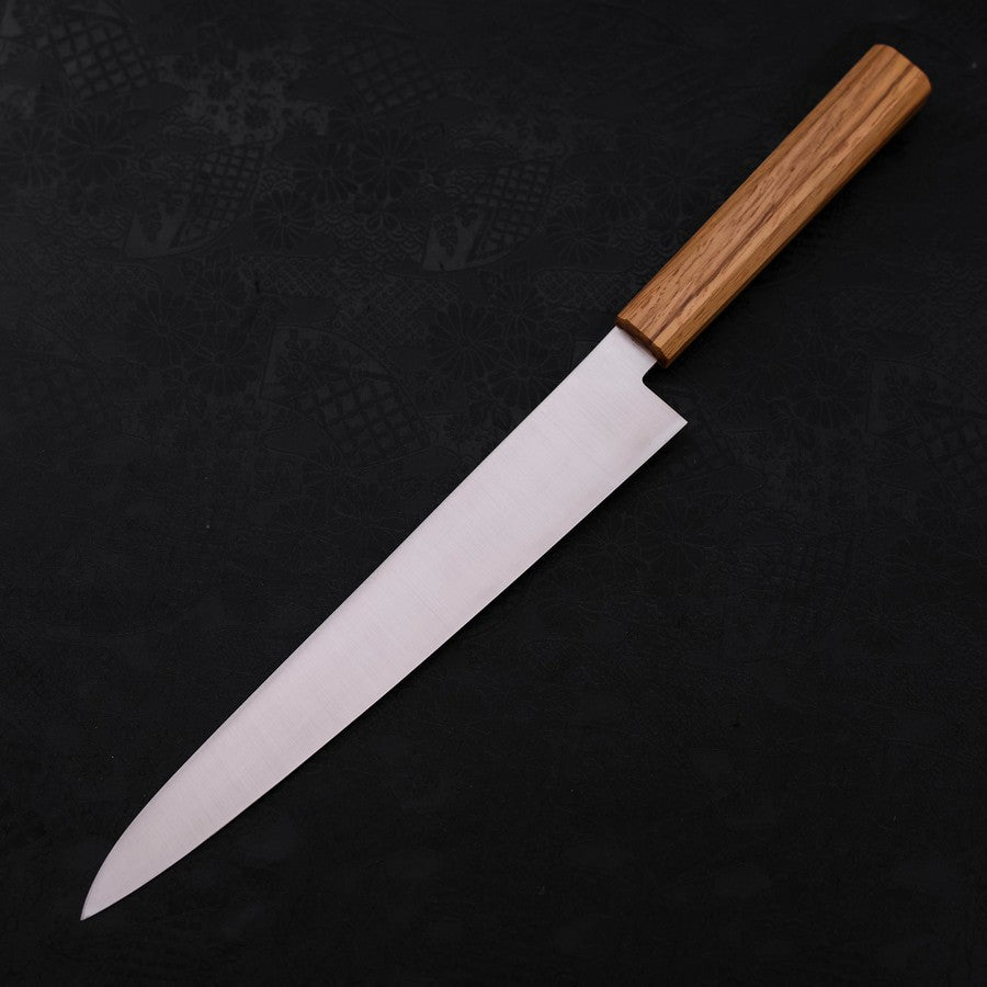 Premium AUS-10 Stainless Steel Sujihiki Knife 240mm with Polished Oak Handle - Perfect for Sushi, Sashimi & Meat Slicing at Home or Professional Kitchens