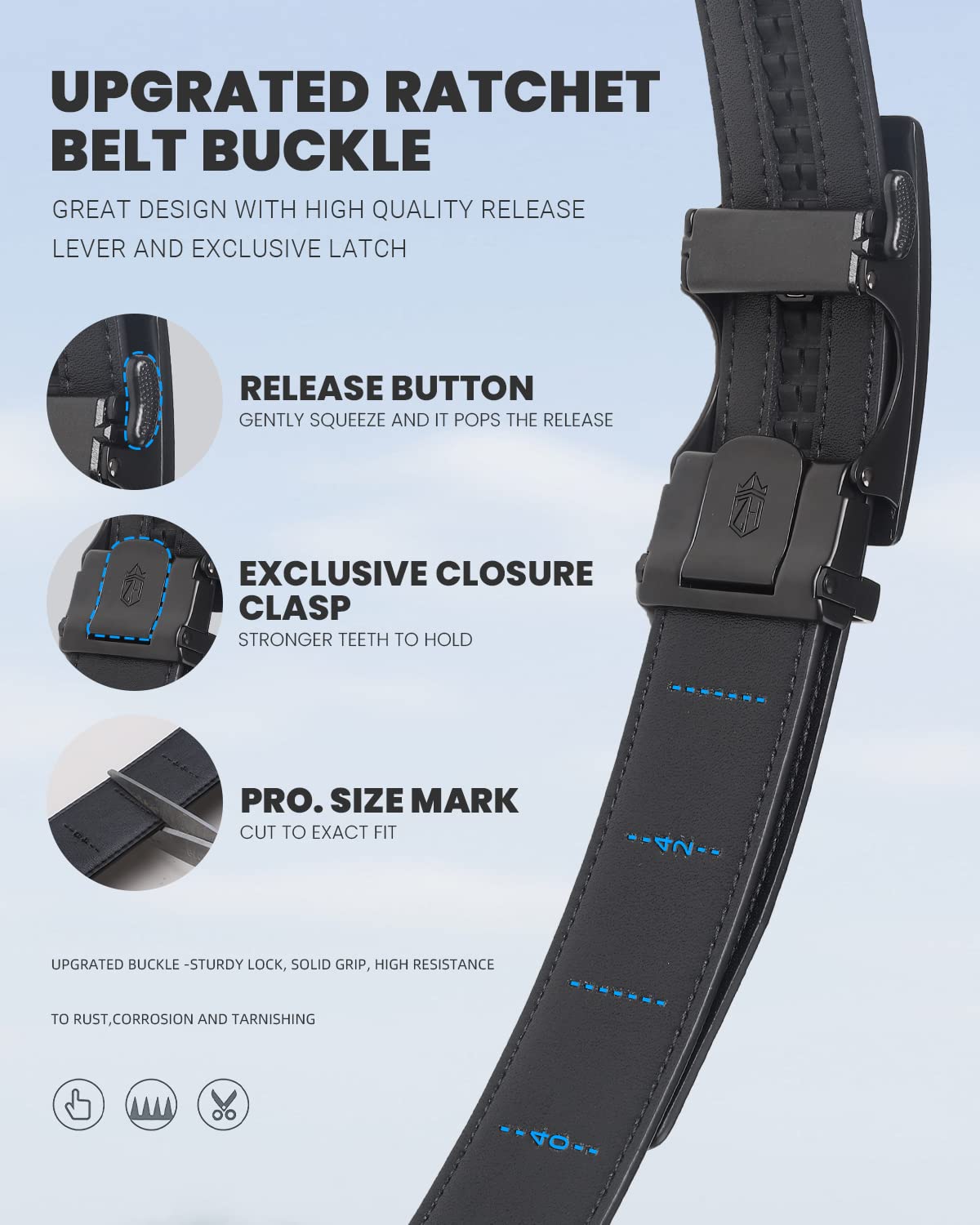 Premium Men's Ratchet Dress Belt - 1 3/8
