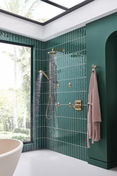 Brilliance Luxe Gold 8 Round Raincan Shower Head 2.5 GPM - Brizo 81375 GL 2.5 | High Pressure Rainfall Shower for Spa-Like Bathroom Experience