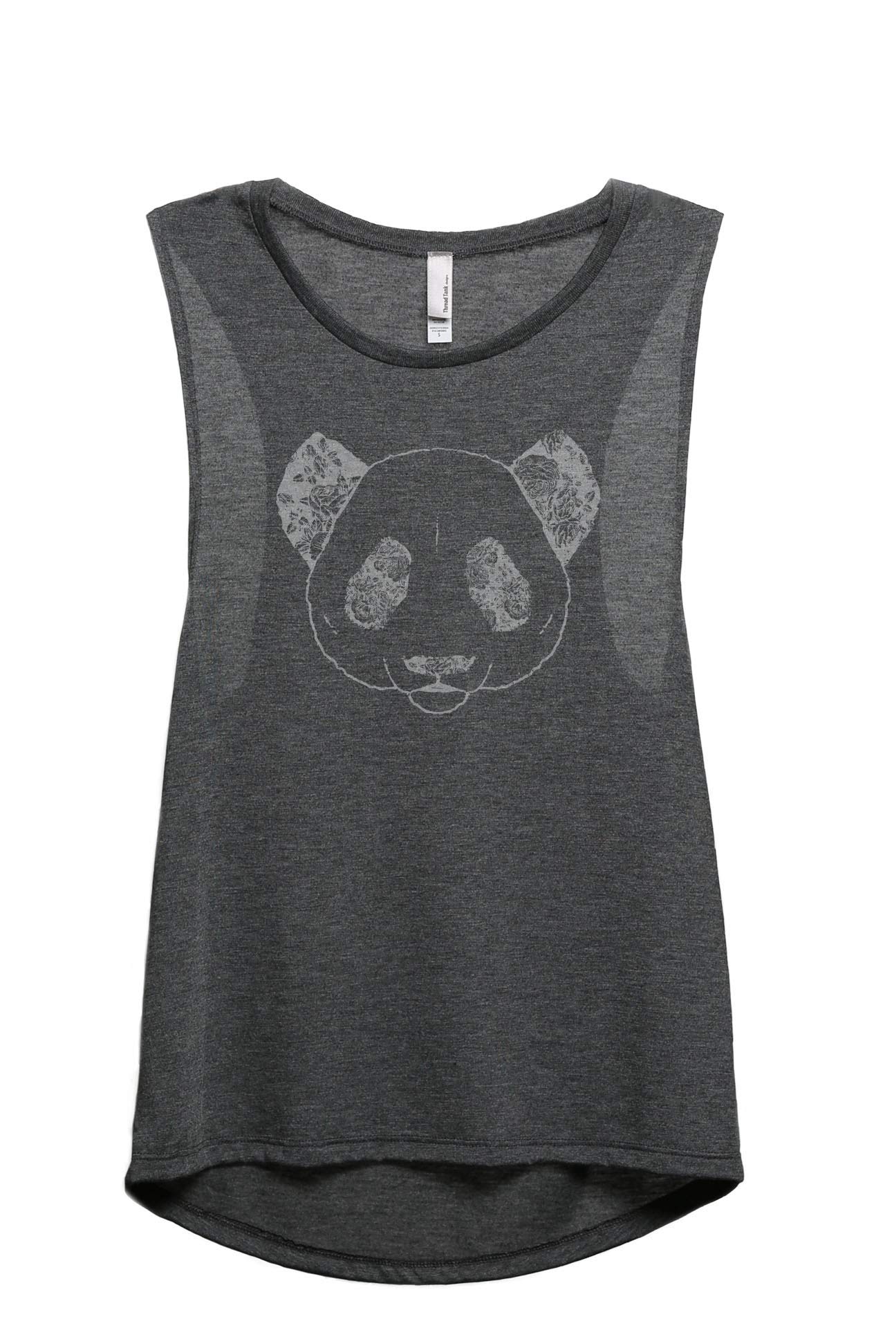 Floral Panda Print Women's Sleeveless Muscle Tank Top - Soft Stretchy Workout Shirt for Gym, Yoga & Summer Casual Wear