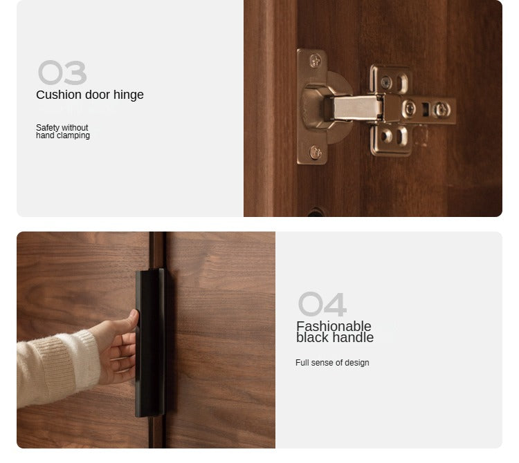Premium Black Walnut Solid Wood Wardrobe & Storage Cabinet - Spacious Closet Organizer for Bedroom, Living Room, and Office
