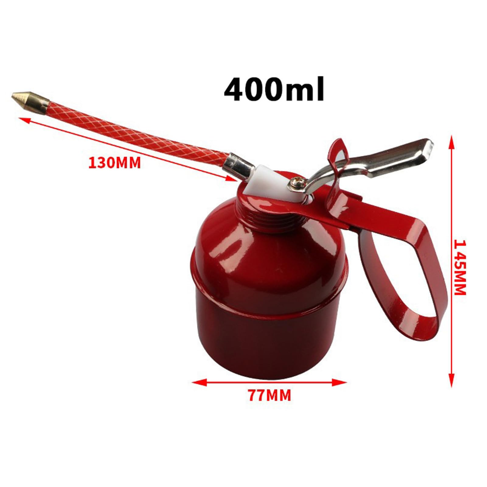 400ml Metal Oil Can Pump - Manual Oil Dispenser with Hose for Automotive, Machinery & Vehicle Maintenance - Perfect for Lubricating Engines, Gears & Tools