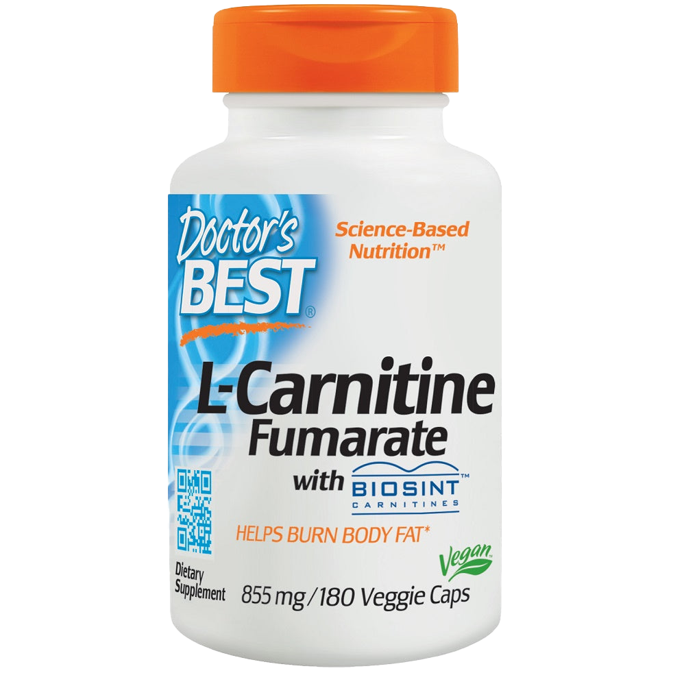 Doctor's Best L-Carnitine Fumarate 855mg - 180 Vegetarian Capsules for Energy & Weight Management - Supports Heart Health & Exercise Performance