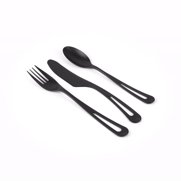 Eco-Friendly Black CPLA Plastic Cutlery Set - 290-Piece Heat Resistant, Compostable Cutlery (7.5