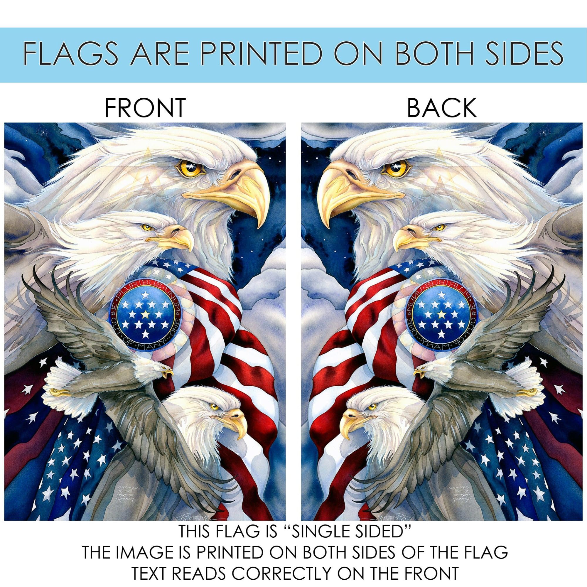 Toland Home Garden 12x18 Inch Double Sided Patriotic American Flag - Bald Eagle Outdoor Yard Decoration for House, Garden & Porch - Perfect for Memorial Day, 4th of July & Veterans Day Celebrations