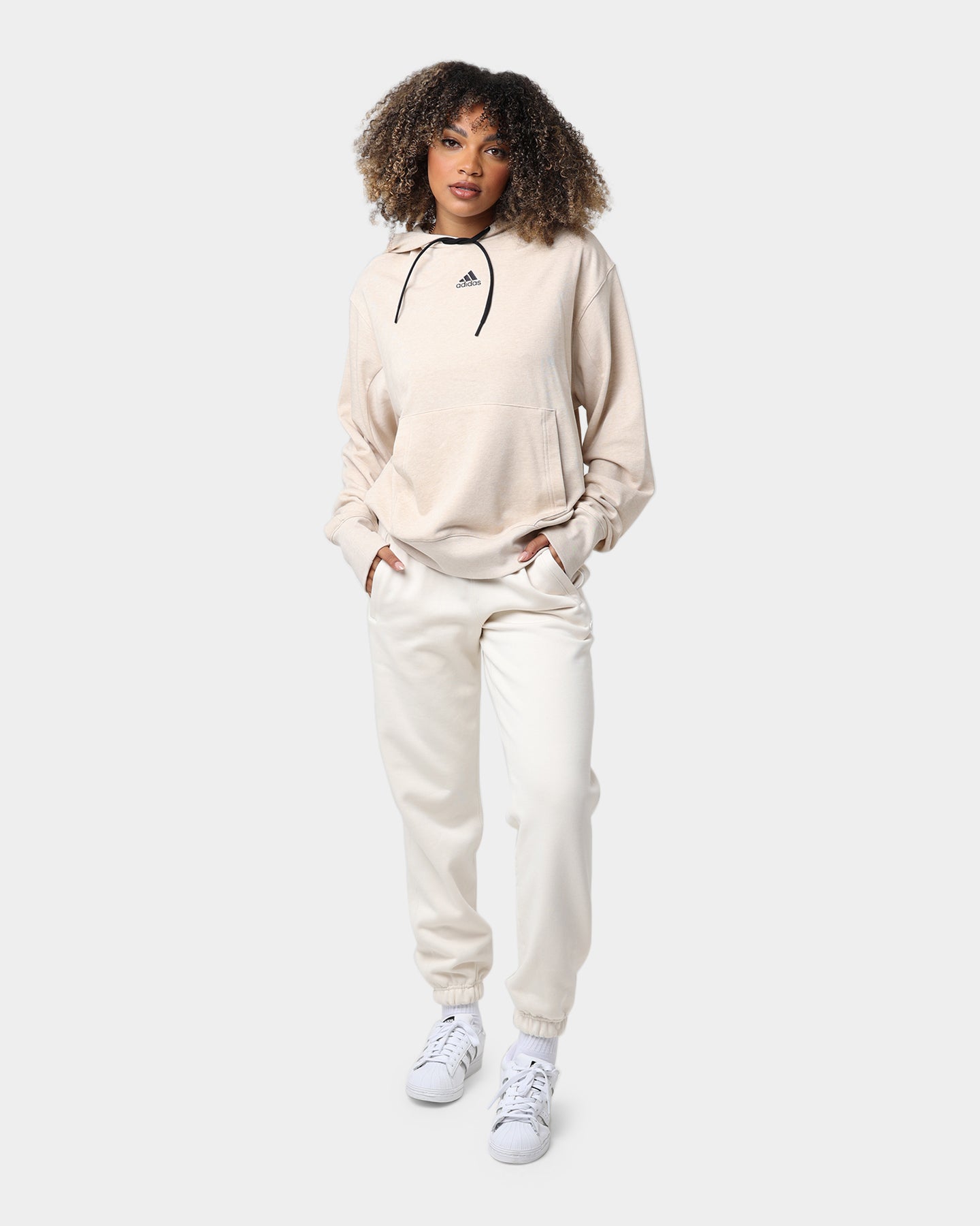 Adidas Botanically Dyed Hoodie - Eco-Friendly Cotton Pullover for Men & Women | Beige Melange Color | Perfect for Casual Wear, Gym & Outdoor Activities