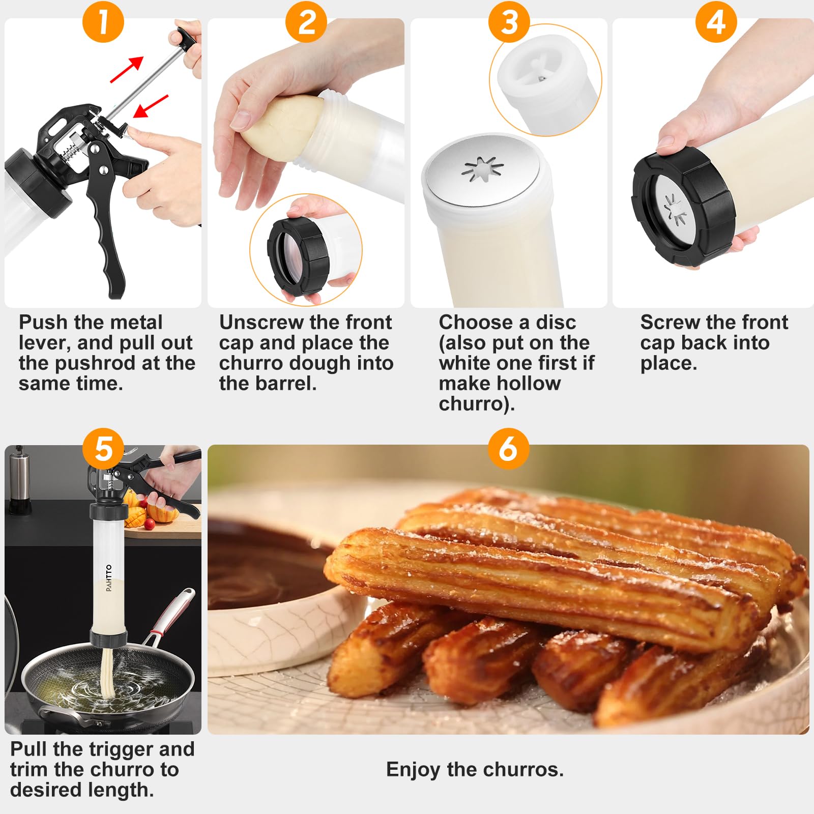 Churro Maker Kit - Hollow Churro Machine with Piping Bag, 5 Nozzles & 2 Cleaning Brushes for Homemade Churros - Perfect Gift for Baking Enthusiasts - Ideal for Parties, Family Gatherings & Holiday Treats