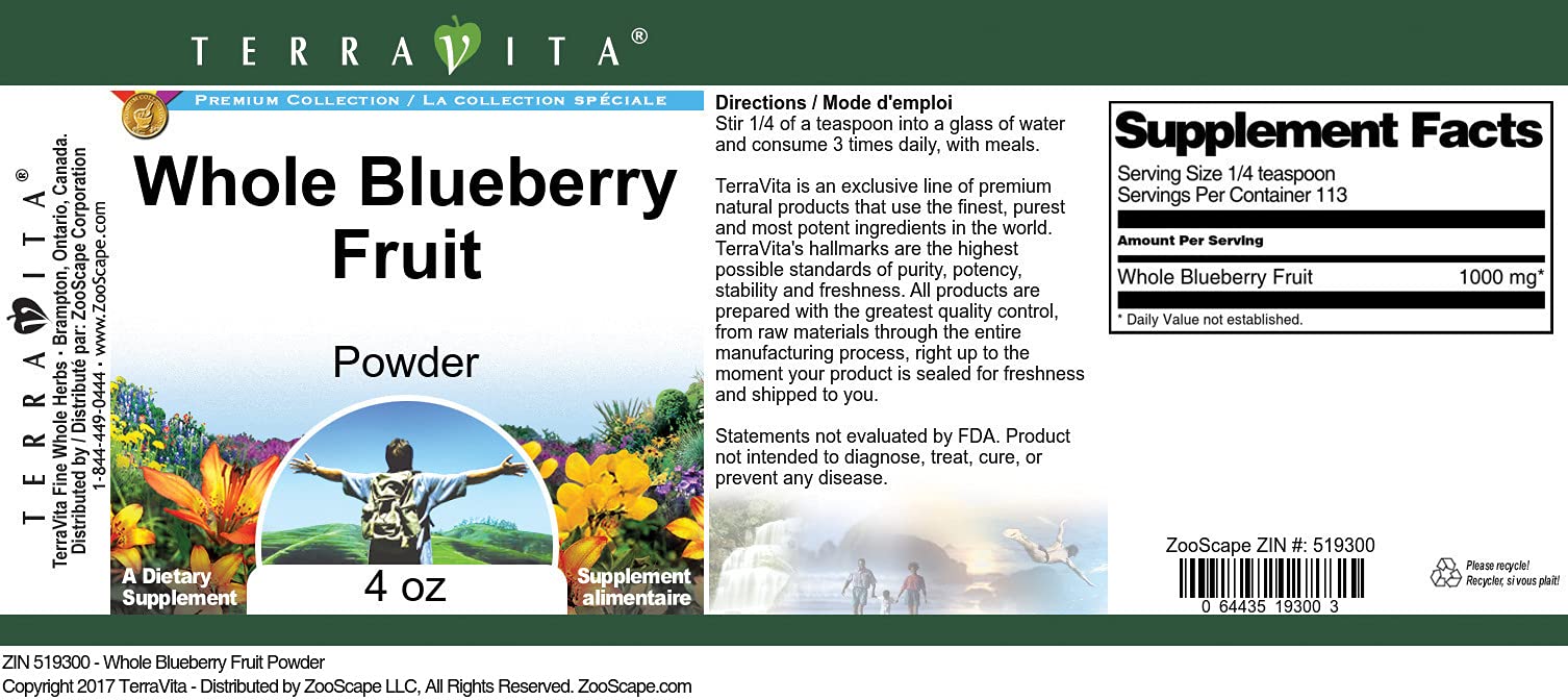 Organic Whole Blueberry Powder 4oz | Freeze-Dried Antioxidant Superfood | USDA Certified | Smoothies, Baking & Health Drinks | ZIN: 519300