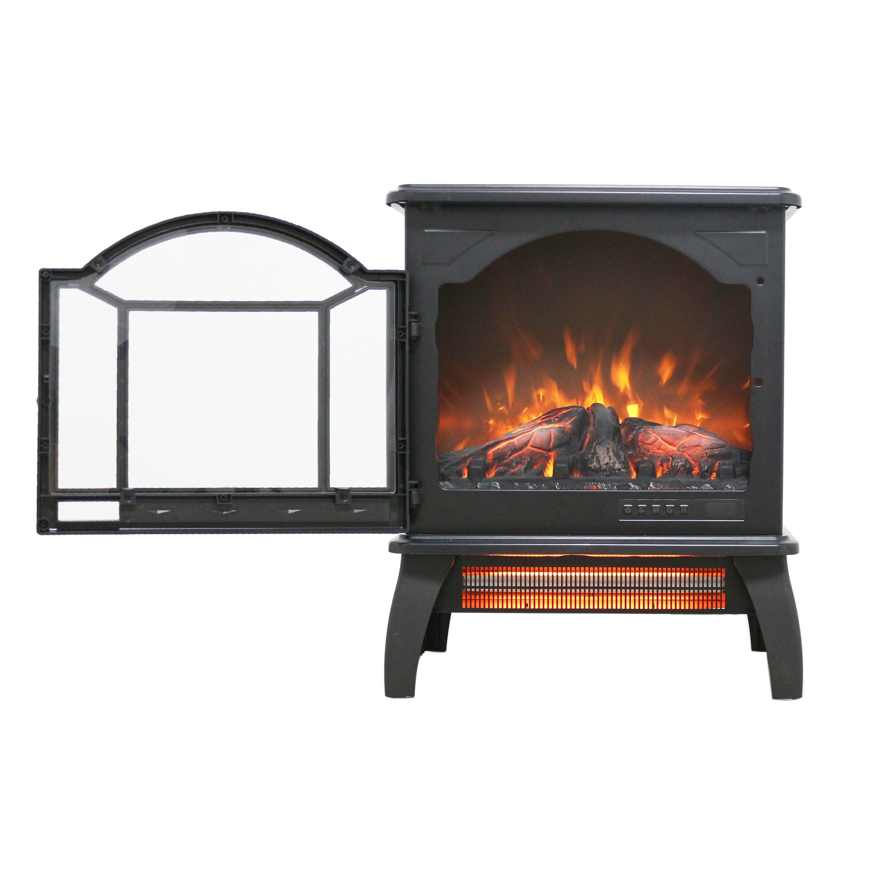 18 Inch 3D Flame Electric Infrared Quartz Fireplace Heater with Remote Control - Realistic Fireplace Stove for Home, Office & Patio - Energy Efficient Indoor/Outdoor Heating Solution