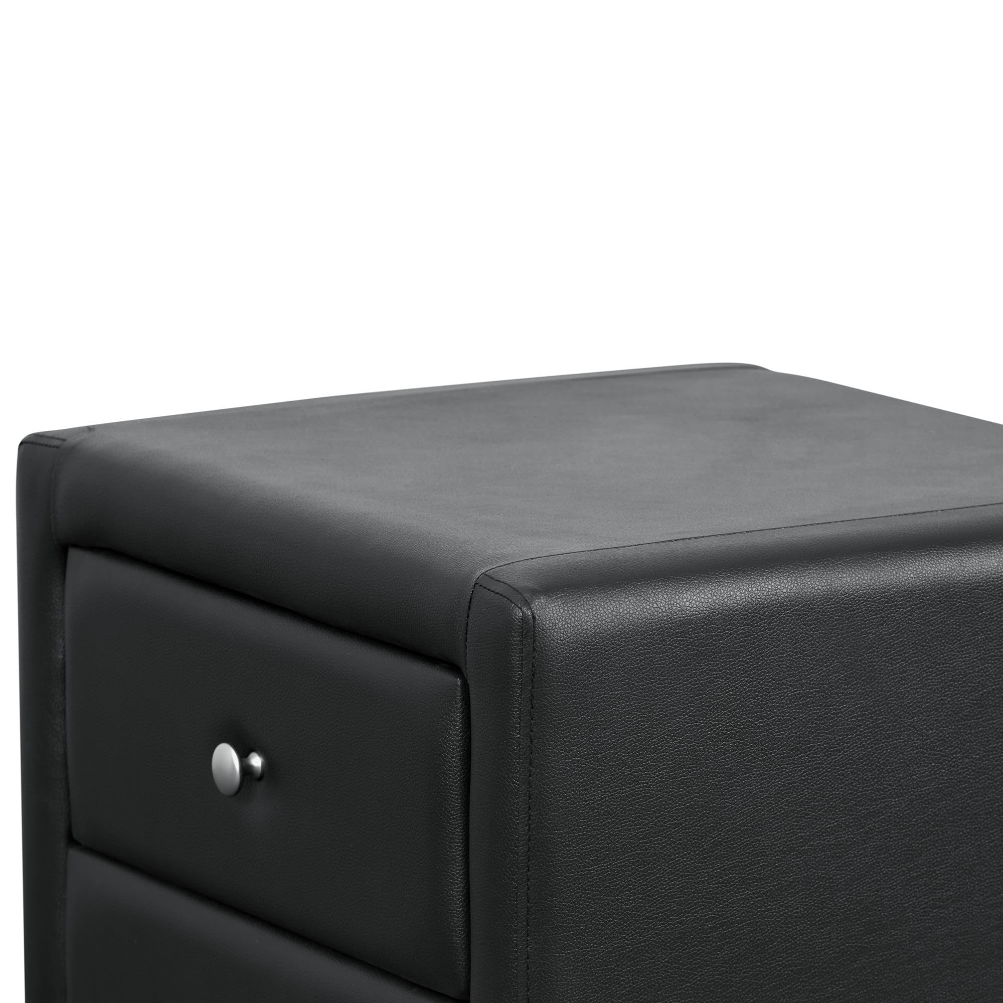 Camden Isle Upholstered 2-Drawer Nightstand - Black Wooden Bedside Table with Soft Fabric Finish | Perfect for Bedroom, Guest Room & Apartment Decor