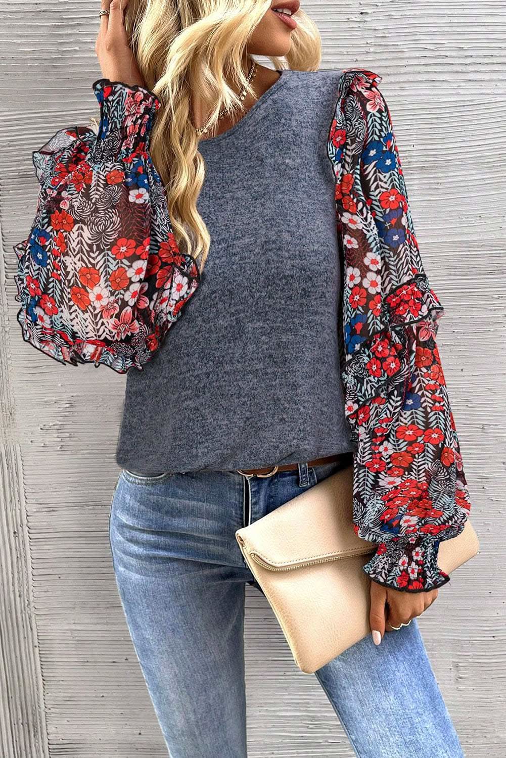 Elegant Floral Ruffle Sleeve Blouse for Women - Trendy Spring Summer Tops - Perfect for Casual Outings, Dates & Office Wear