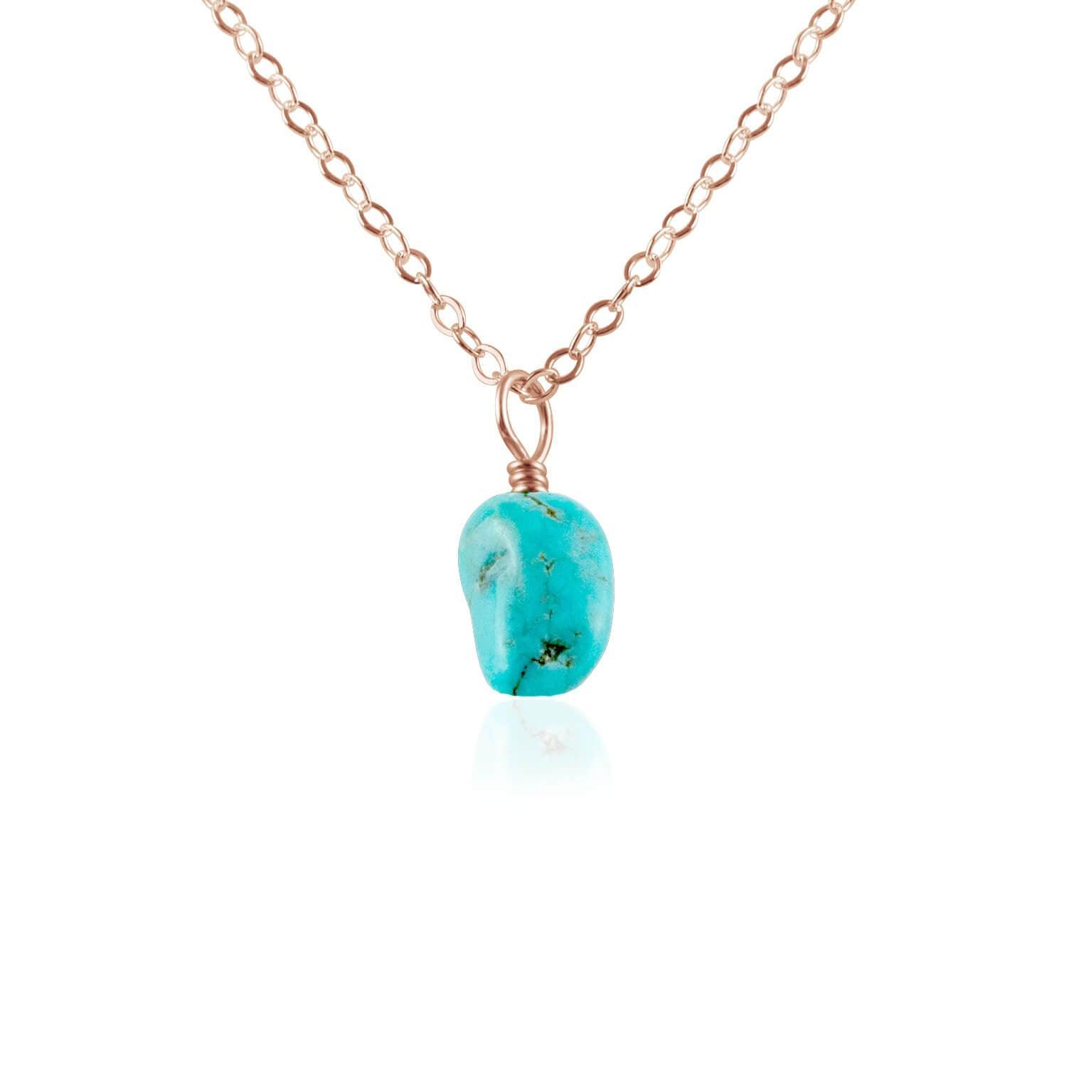 Natural Tiny Raw Turquoise Pendant Necklace for Women - Handmade Boho Jewelry for Everyday Wear & Gift Giving