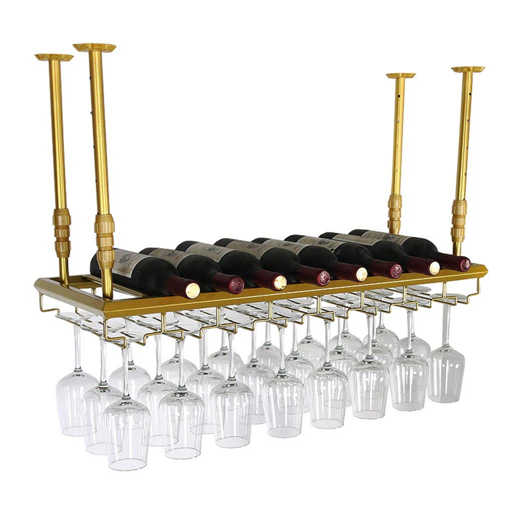 YMLSD Metal Wine Rack & Glass Hanger - Gold 60x30cm Wall Mounted Stemware Storage for Champagne, Goblets - Perfect for Bar, Kitchen Cabinet & Dining Room Organization