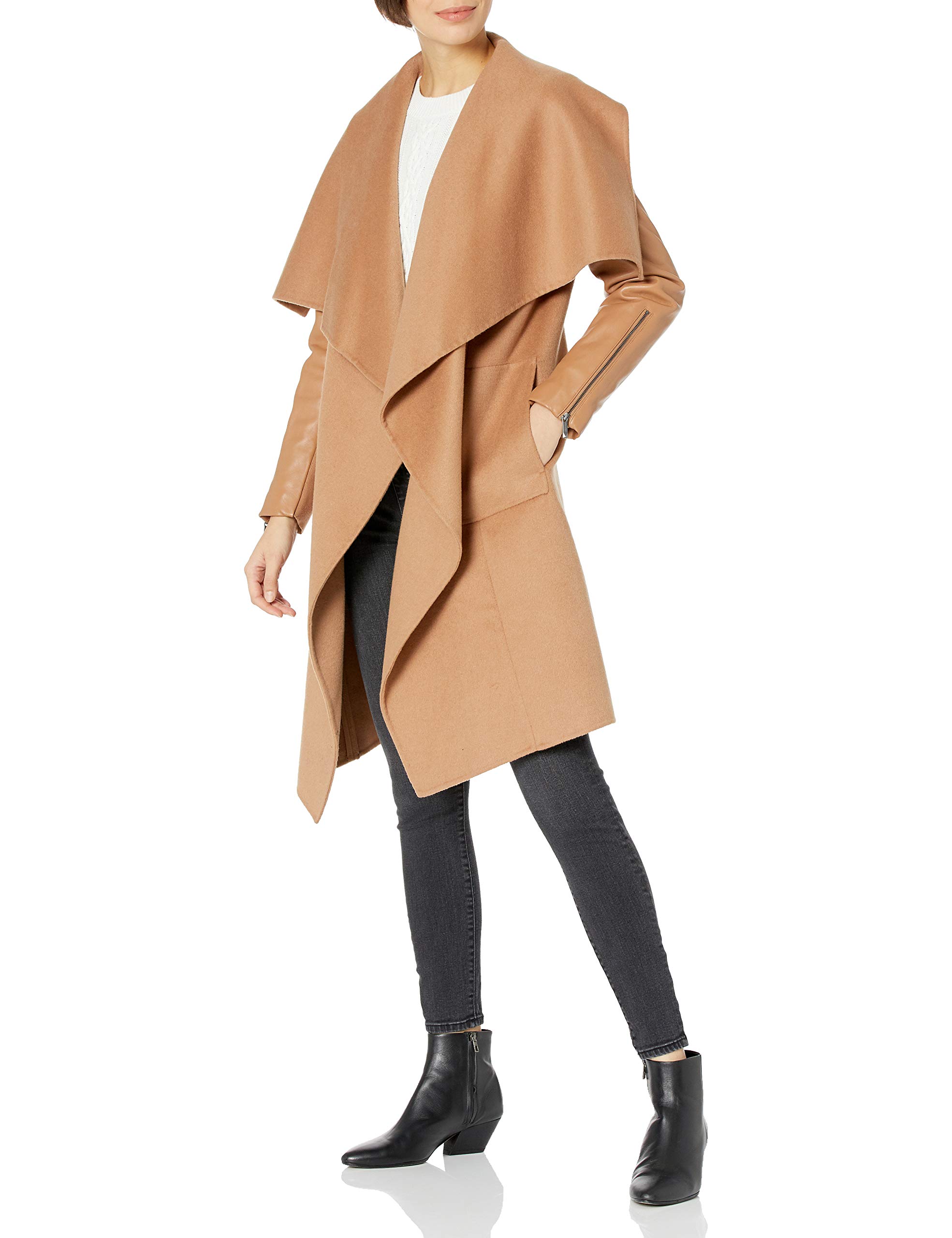 BCBGMAXAZRIA Women's Long Draped Coat - Elegant Trench Coat for Fall & Winter | Perfect for Office, Date Night & Special Occasions