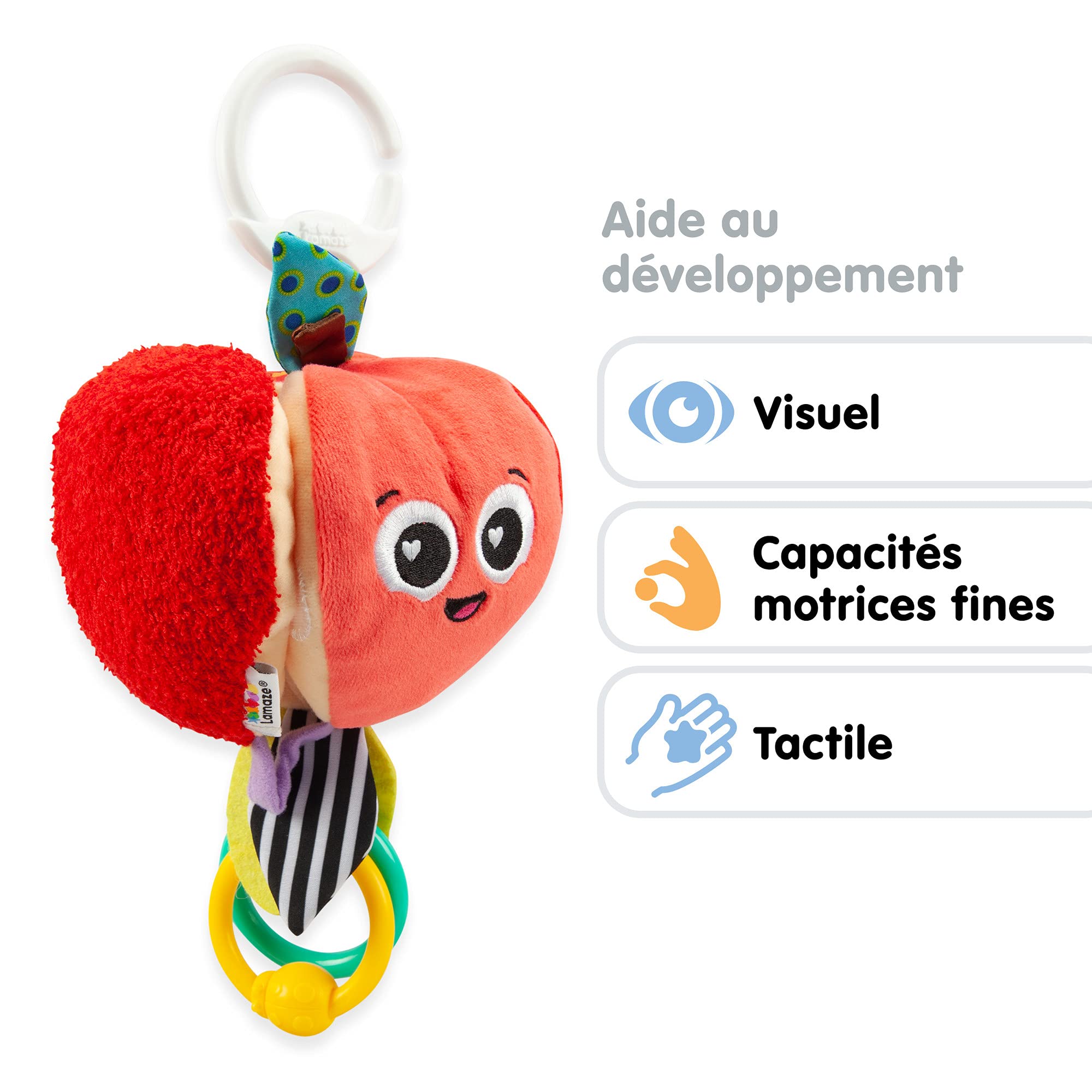 Lamaze Archer The Apple Clip & Go Baby Toy - Soft & Interactive Infant Toy for Strollers, Car Seats & Playtime (6+ Months)