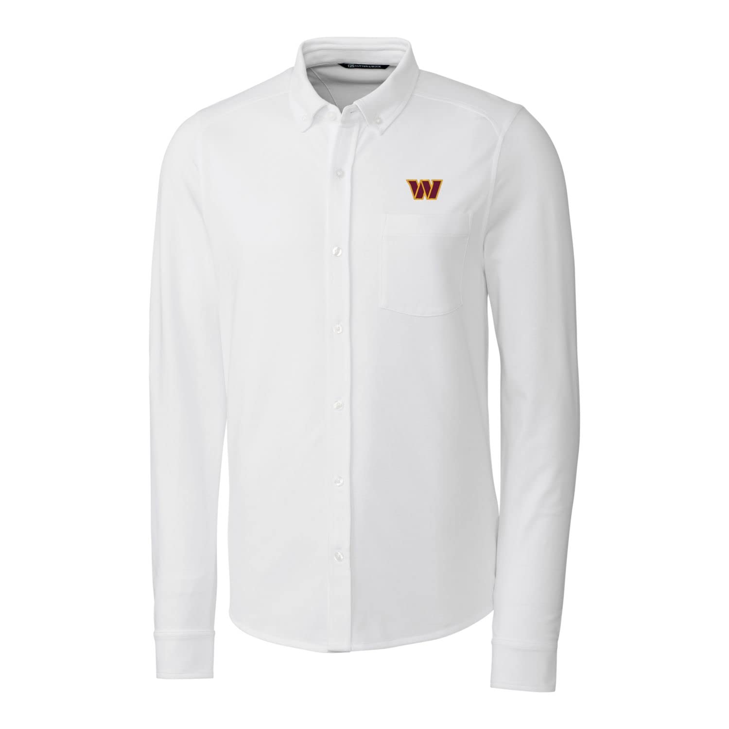 Cutter & Buck Men's NFL Advantage Pique Long Sleeve Button-Down Shirt - Officially Licensed Football Jersey for Fans, Comfortable Dress Shirt for Work & Game Day Outfits