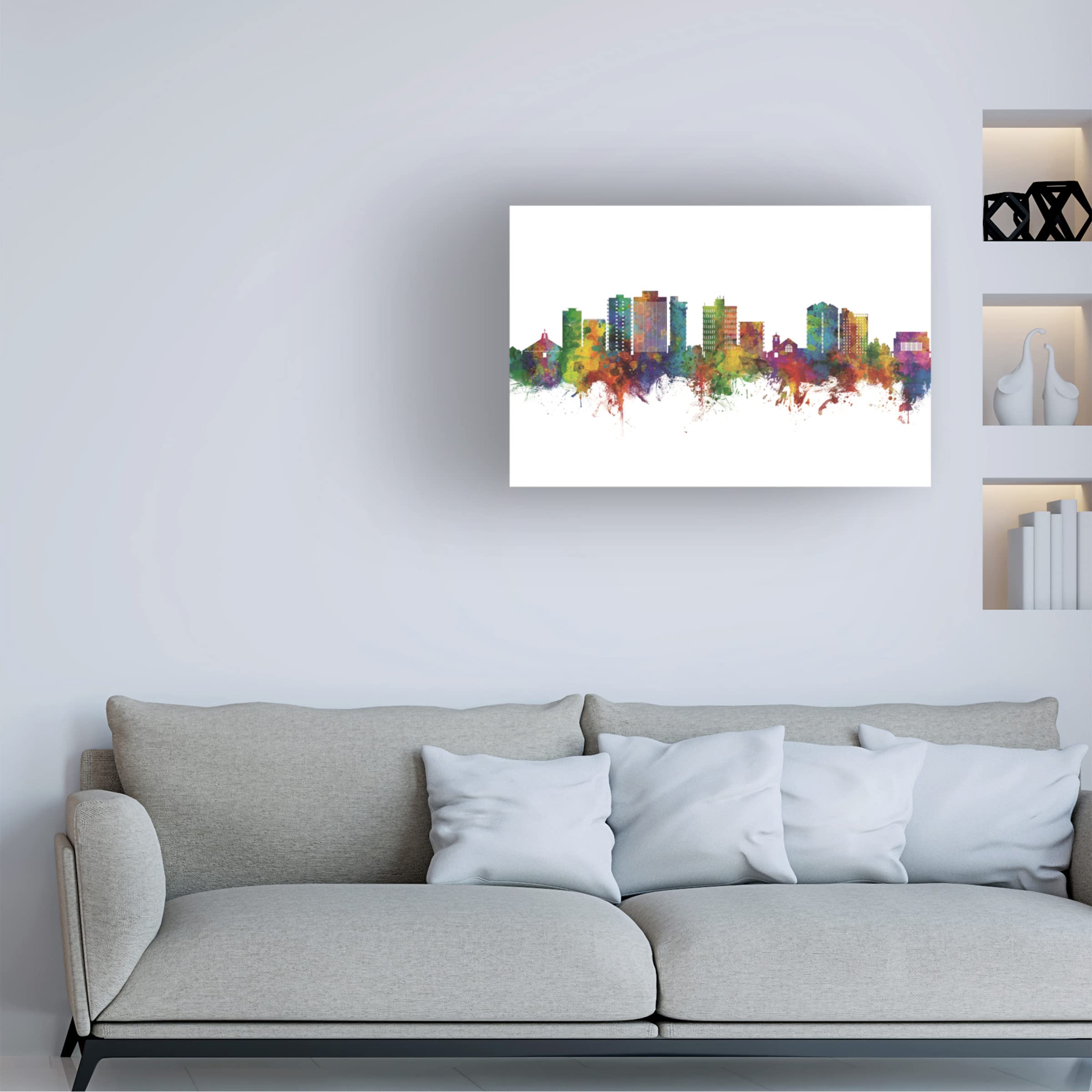 Michael Tompsett San Mateo California Skyline Canvas Art Print - Modern Cityscape Wall Decor for Living Room, Office & Bedroom