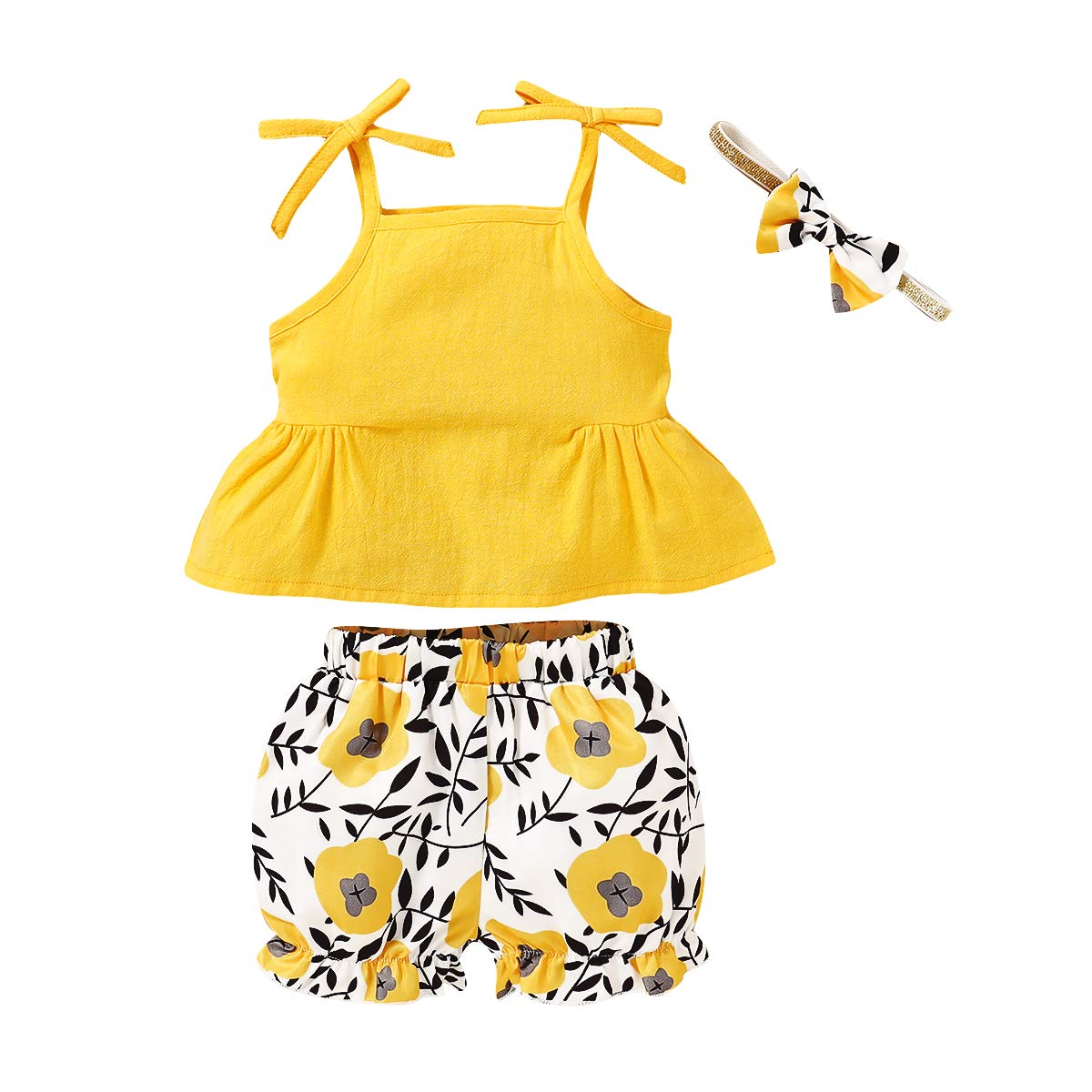 Newborn Baby Girl Summer Outfit Set - Halter Ruffle Crop Top & Floral Bloomers Shorts | Cute Infant Clothes for Photoshoots, Beach Trips & Playdates