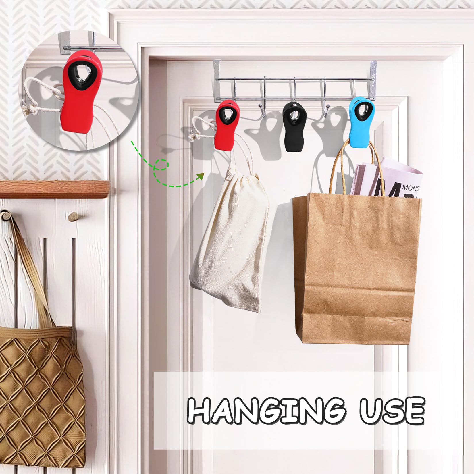 10 Pack Magnetic Chip Clips - Strong Plastic Bag Clips for Snack Bags, Food Storage & Kitchen Organization | Perfect for Sealing Chips, Cereal, Pasta & More | Space-Saving Fridge & Pantry Solution