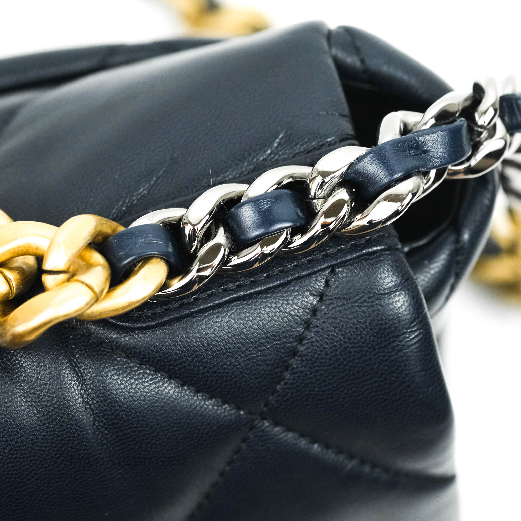 Chanel 19 Medium Flap Bag in Navy Goatskin Leather with Mixed Hardware - Perfect for Work, Travel & Evening Events