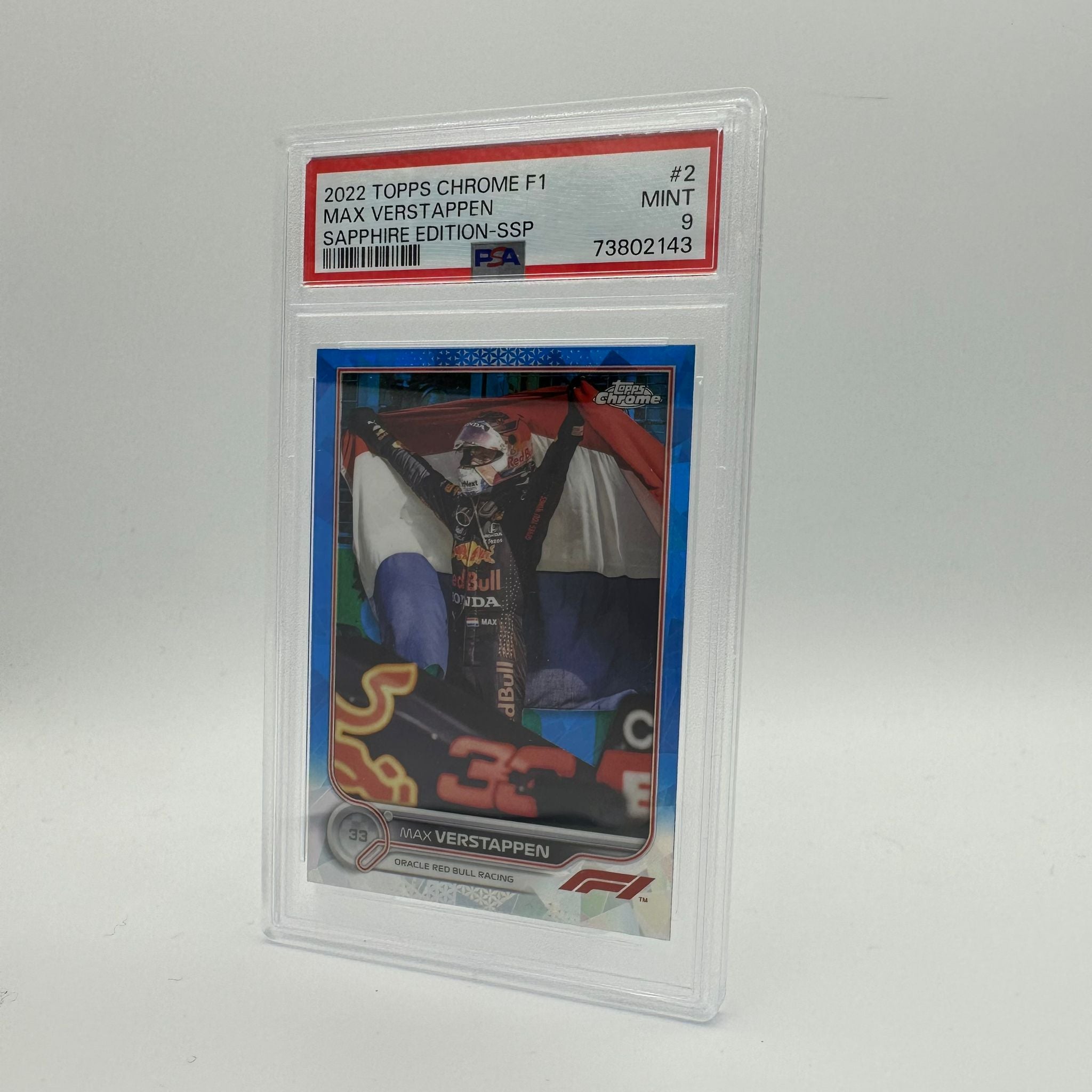 PSA 9 Graded Max Verstappen #2 Sapphire Edition SSP Image Variation - Rare F1 Racing Card for Collectors & Sports Memorabilia Enthusiasts