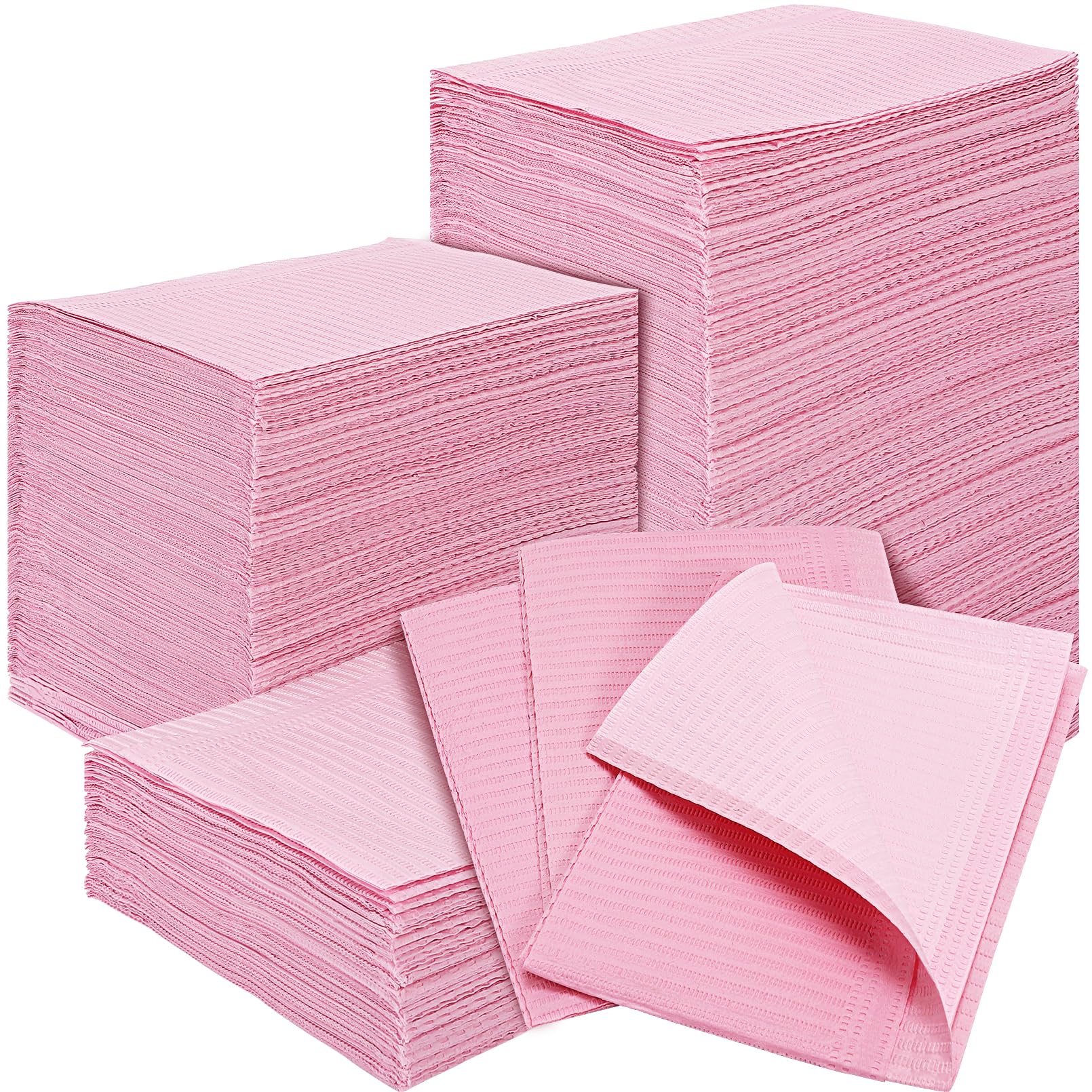 250Pcs Disposable Pink Dental Bibs - 3 Ply Waterproof Tattoo & Piercing Bibs, Soft Fluid-Resistant Table Covers for Dentist Patients (13”x18”) - 2 Packs of 125 - Ideal for Dental Clinics, Tattoo Parlors & Baby Feeding
