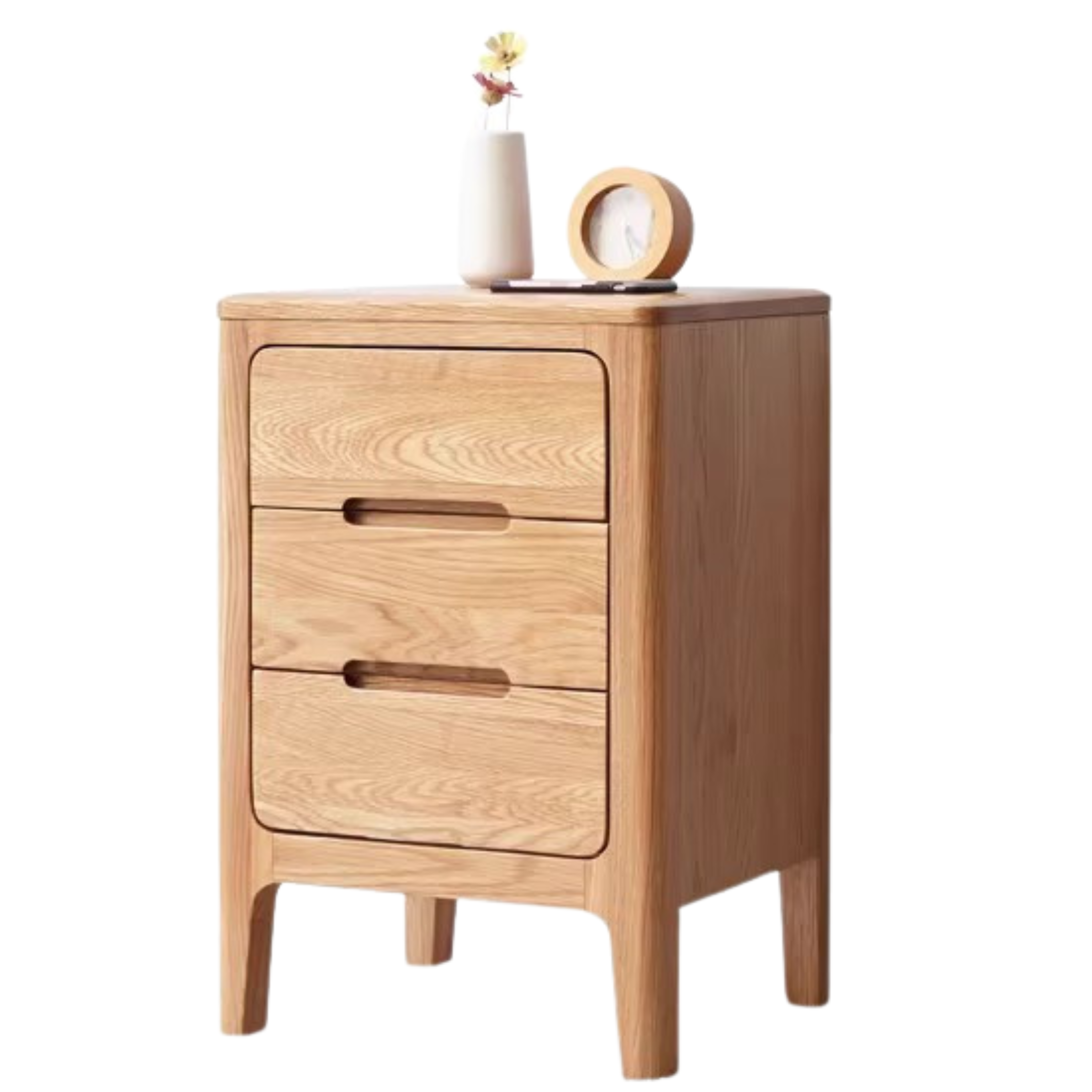 15.7x13.8x2.6 / 40x35x60cm / Natural wood color / three-drawer bedside cabinet