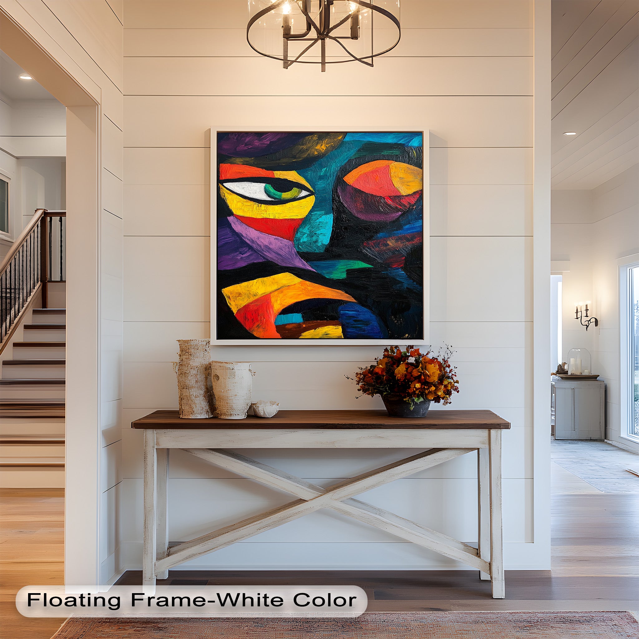 Abstract Eye Expression Fauvism Oil Painting - Modern Wall Art for Living Room, Bedroom & Office Decor