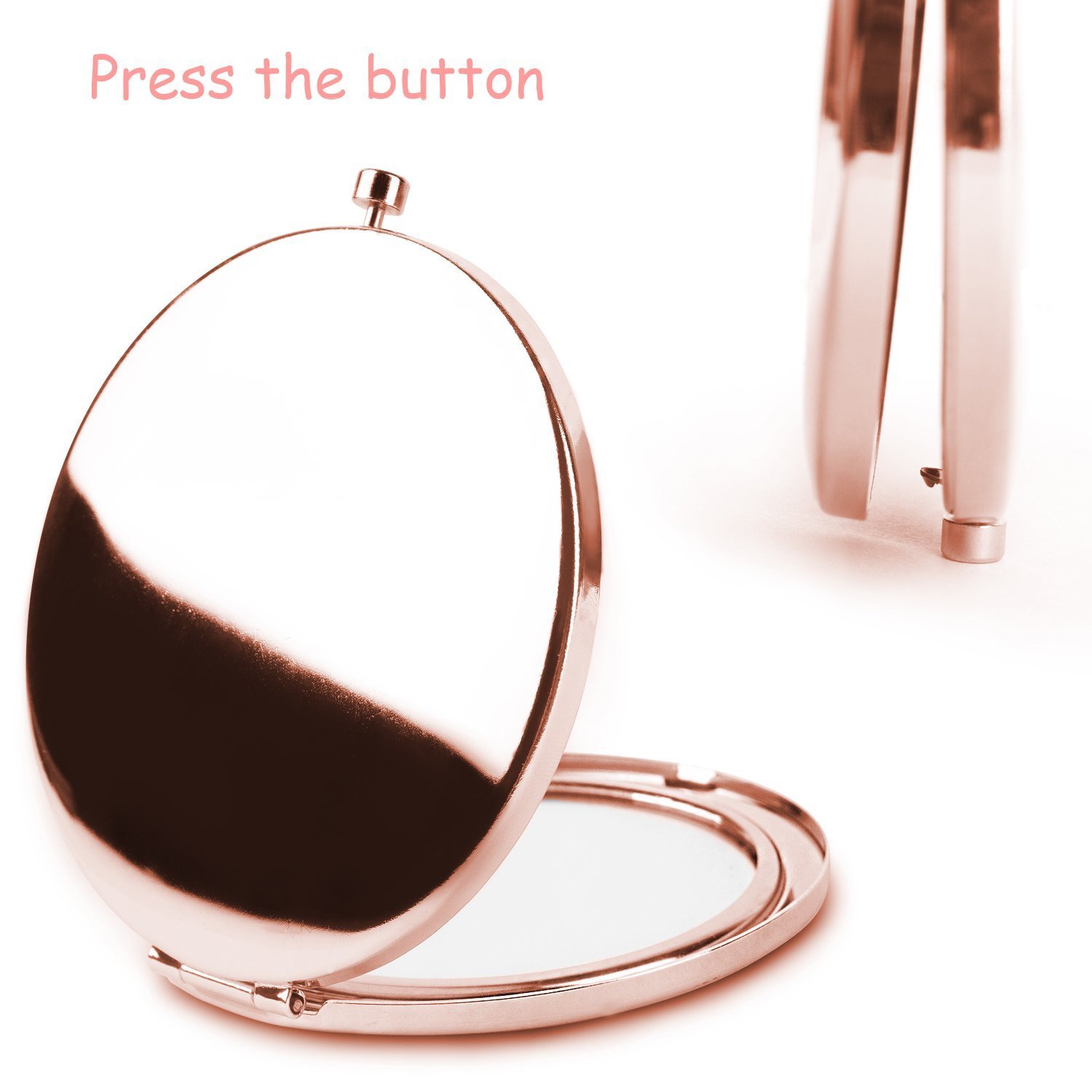 Rose Gold Travel Mirror Compact - Double Sided 2X & 1X Magnification Hand Mirror, Round Metal Bohemian Style Mirror for Women & Girls (Perfect for Travel, Makeup, and Gifts) - Unicorn Design