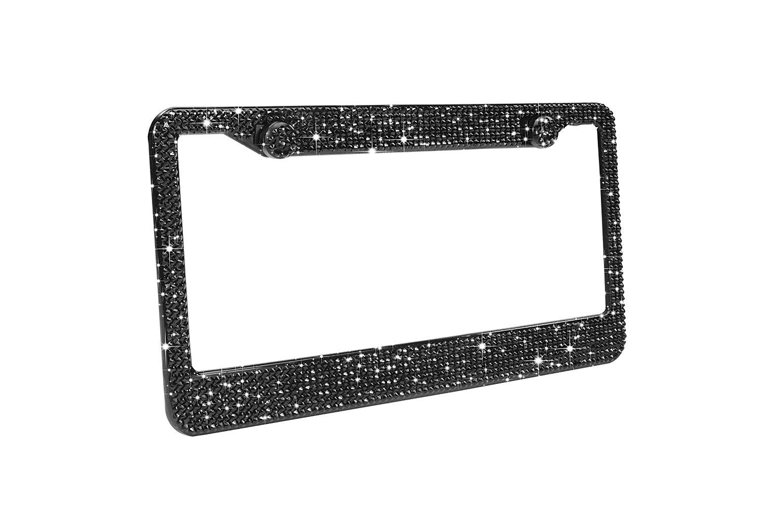 Black Crystal License Plate Frame - Bling Car Accessories for Luxury Vehicles