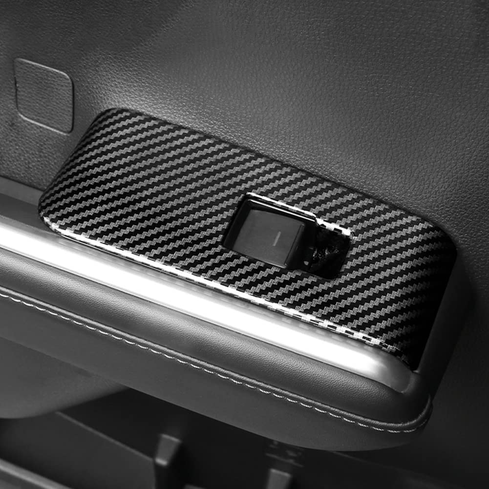 2020-2025 Toyota Highlander Accessories - Carbon Fiber Style Door Window Switch Panel Cover & Door Lock Control Button Trim | Interior Upgrade for Car Protection & Style Enhancement | Perfect for Daily Commute, Road Trips & Vehicle Customization