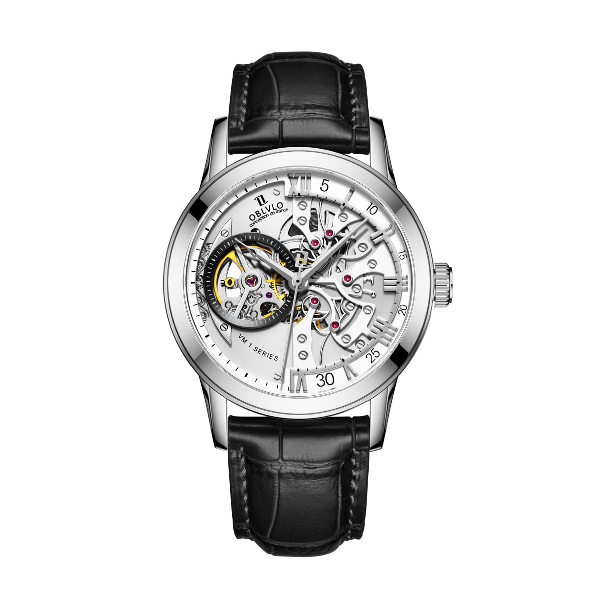 OBLVLO Luxury Skeleton Automatic Watch - Rose Gold, Sapphire Crystal, Casual & Dressy - Perfect for Business, Date Night & Special Occasions
