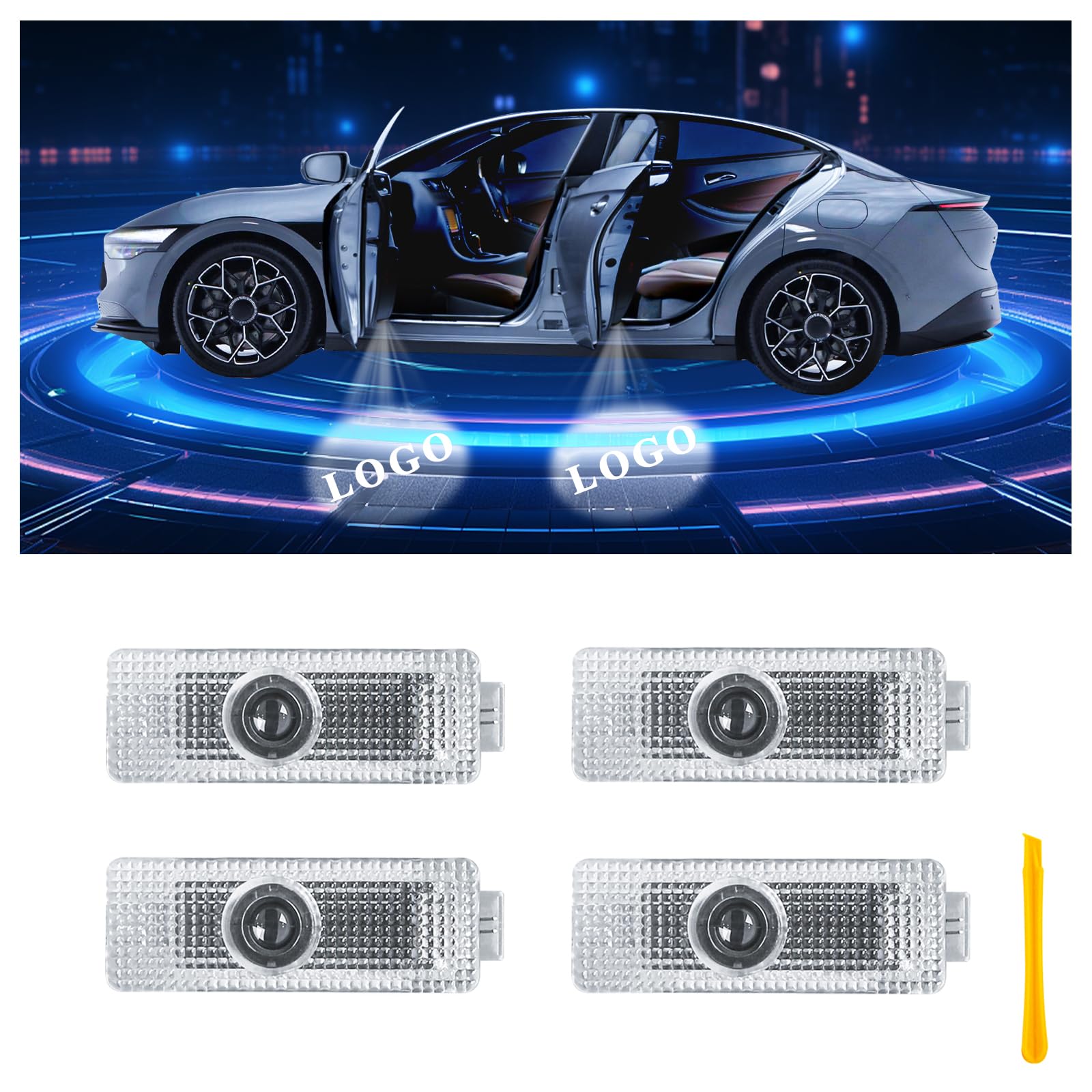 BMW 3 4 5 7 X1 X4 X5 E70 E71 E72 F30 Series Car Door Logo Projector Lights - 4 Pack Ultra HD No Fade Welcome Puddle Lights with Custom Brand Logo - Perfect for Nighttime Safety & Luxury Car Accessories Upgrade
