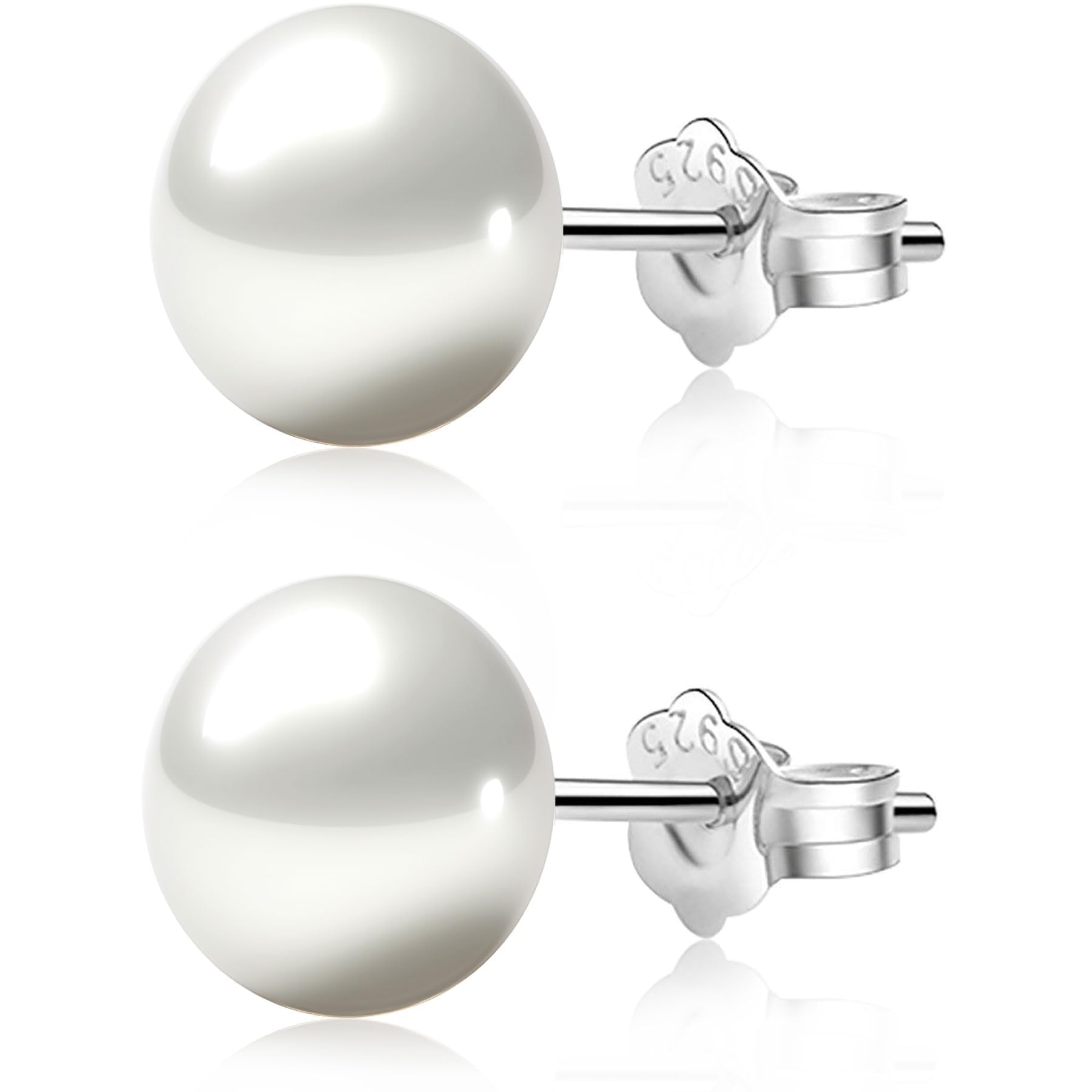 AAA Quality Freshwater Cultured Pearl Stud Earrings for Women - Sterling Silver White Button Pearl Earrings | Perfect Gift for Birthday, Anniversary & Special Occasions