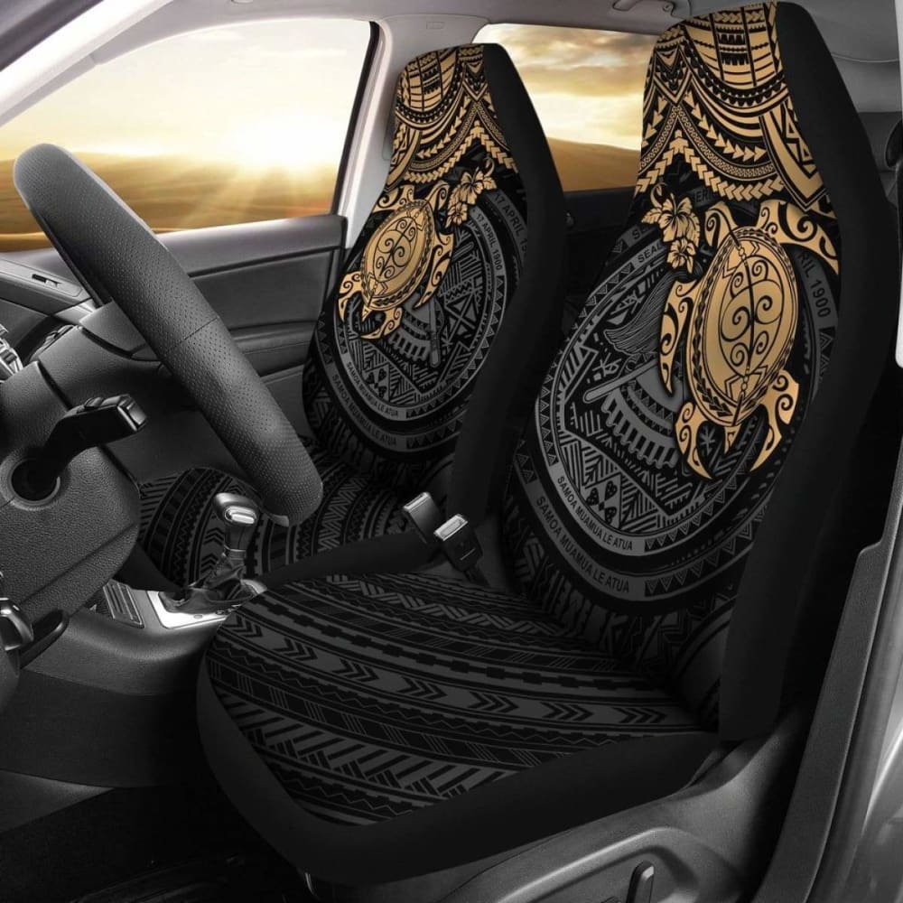 Premium American Samoa Polynesian Car Seat Covers - Gold Turtle Design for Cars, SUVs & Trucks | Durable & Stylish for Daily Commute, Road Trips & Tropical Vacations