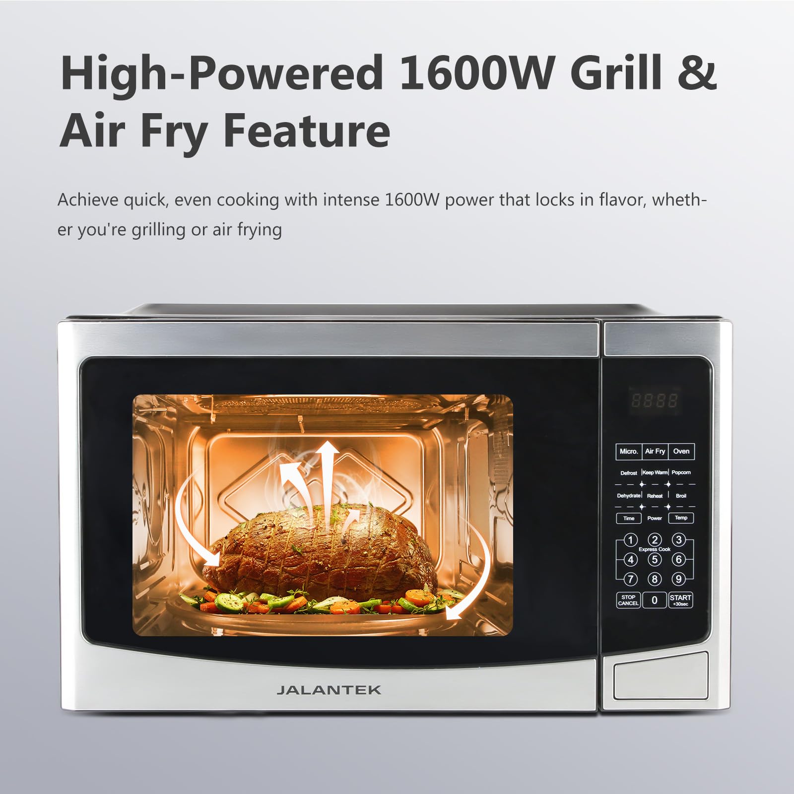4-in-1 Microwave Oven with Air Fryer, Toaster Oven & Food Dehydrator - 1.2 Cu.ft Stainless Steel Countertop Appliance for Healthy Cooking - Perfect for Small Kitchens, Dorms & RV Living