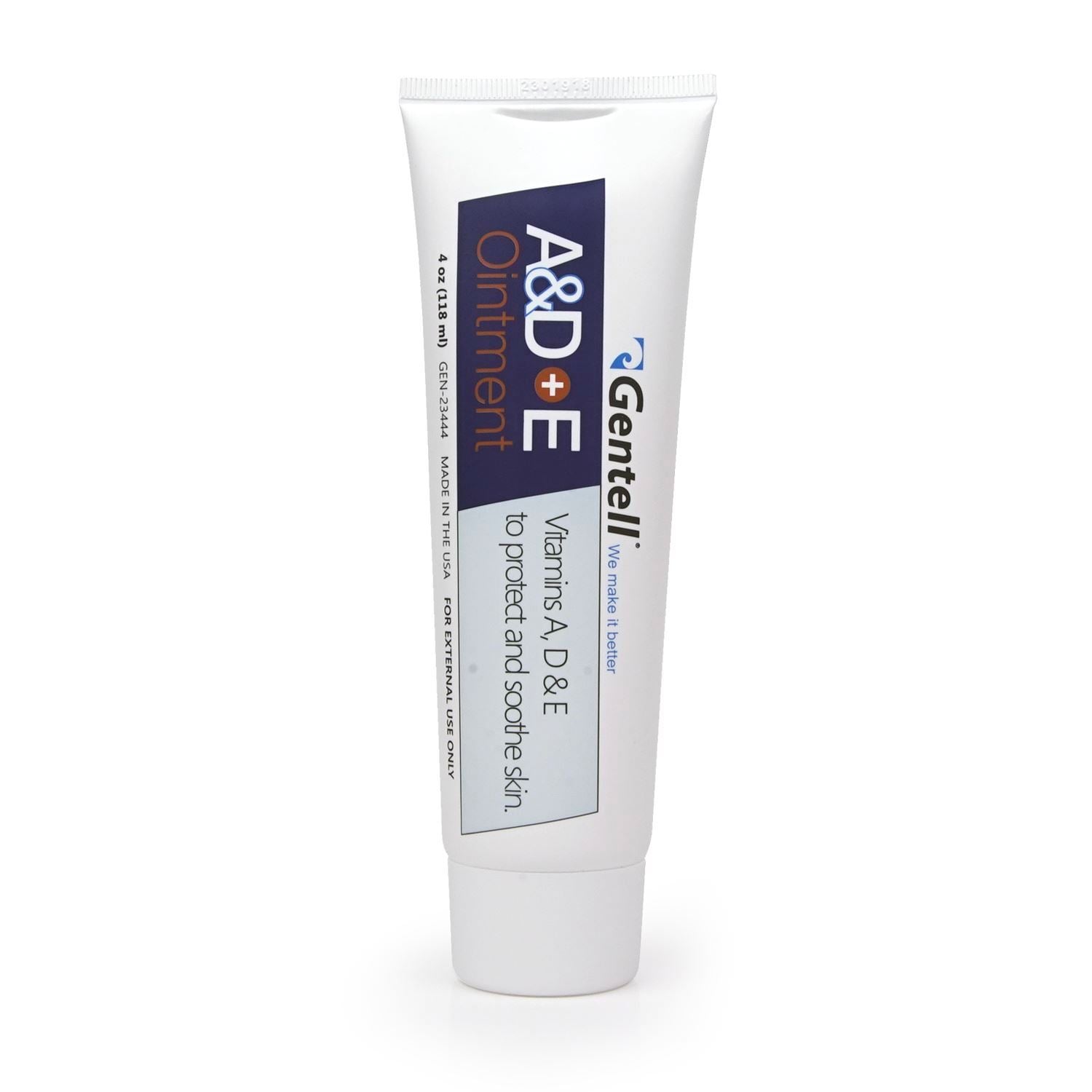 Gentell A&D+E Ointment - 4oz Tube | Skin Protectant & Healing Ointment for Dry Skin, Minor Cuts & Burns | Perfect for First Aid Kits, Baby Care & Daily Moisturizing