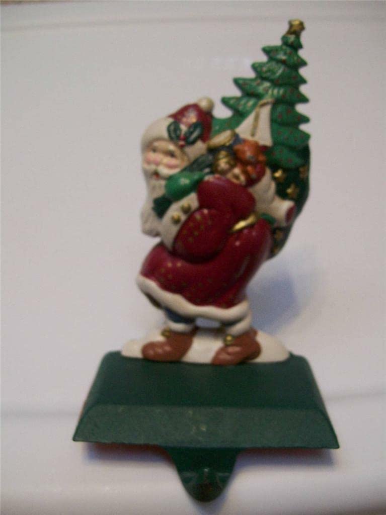 Cast Iron St. Nicholas Journey Santa Christmas Stocking Holder - Rustic Holiday Fireplace Mantel Decor for Home, Gift & Christmas Tree Decoration