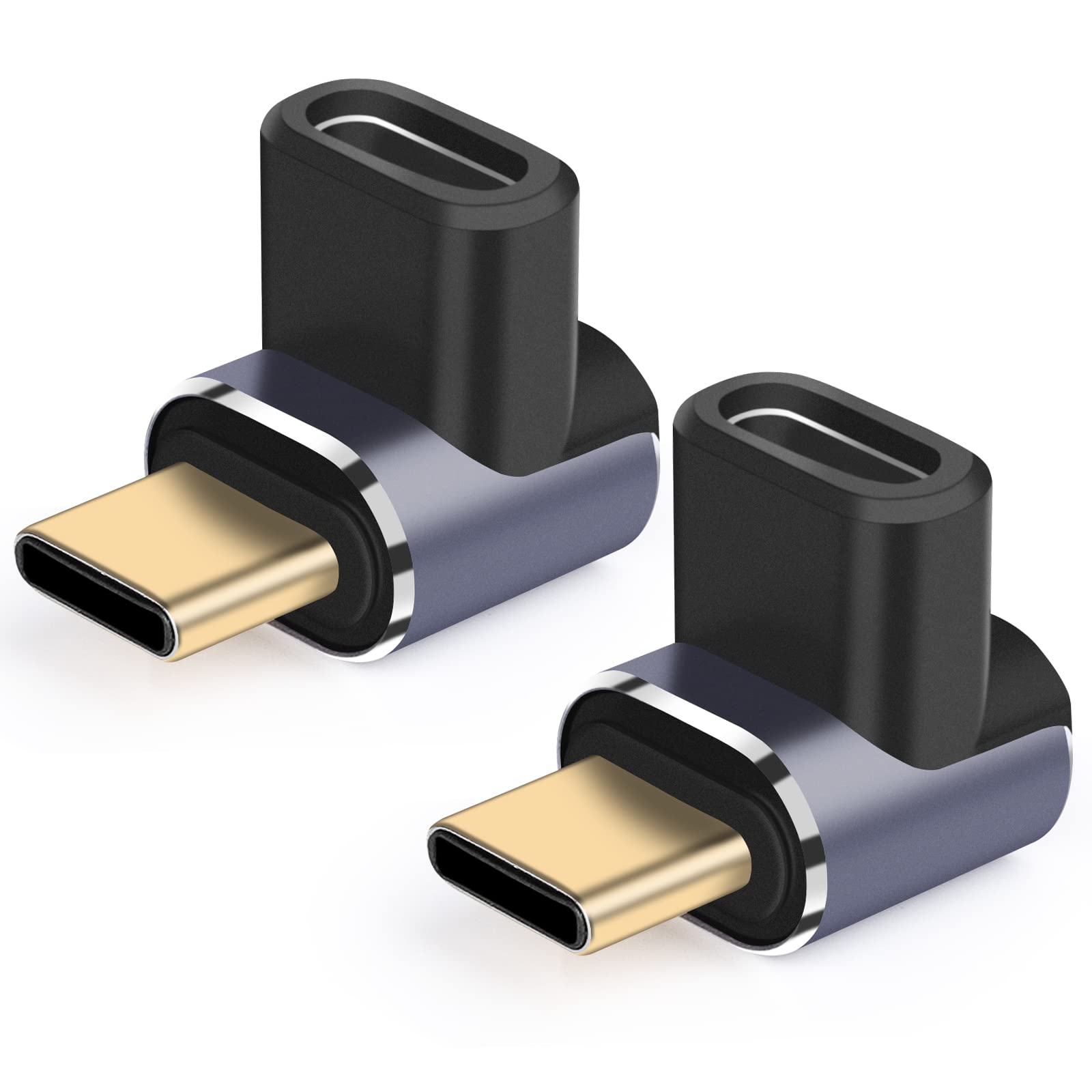 Samsung USB C 90 Degree Angled Adapter (2 Pack) - 40Gbps High-Speed Data Transfer, Compatible with MacBook Pro/Air, iPad Pro, Galaxy & More USB-C Devices - Perfect for Home Office, Gaming & Travel Charging