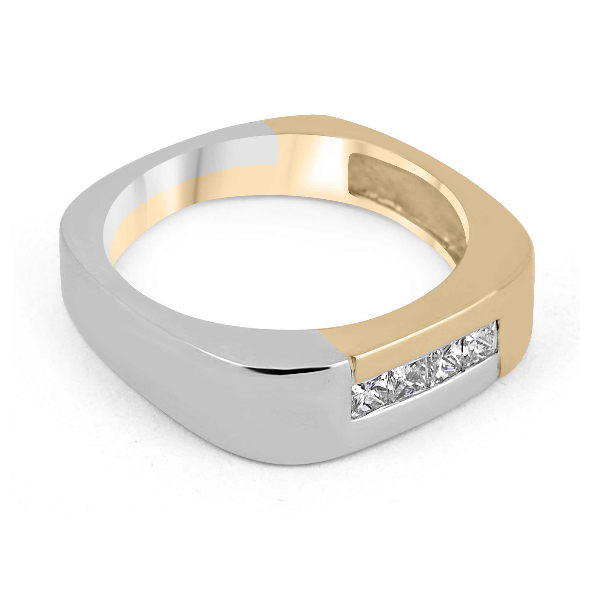 0.45pts Princess Cut Diamond Pinky Ring for Men - Two Tone 14K Gold - Perfect for Weddings, Gifts & Special Occasions