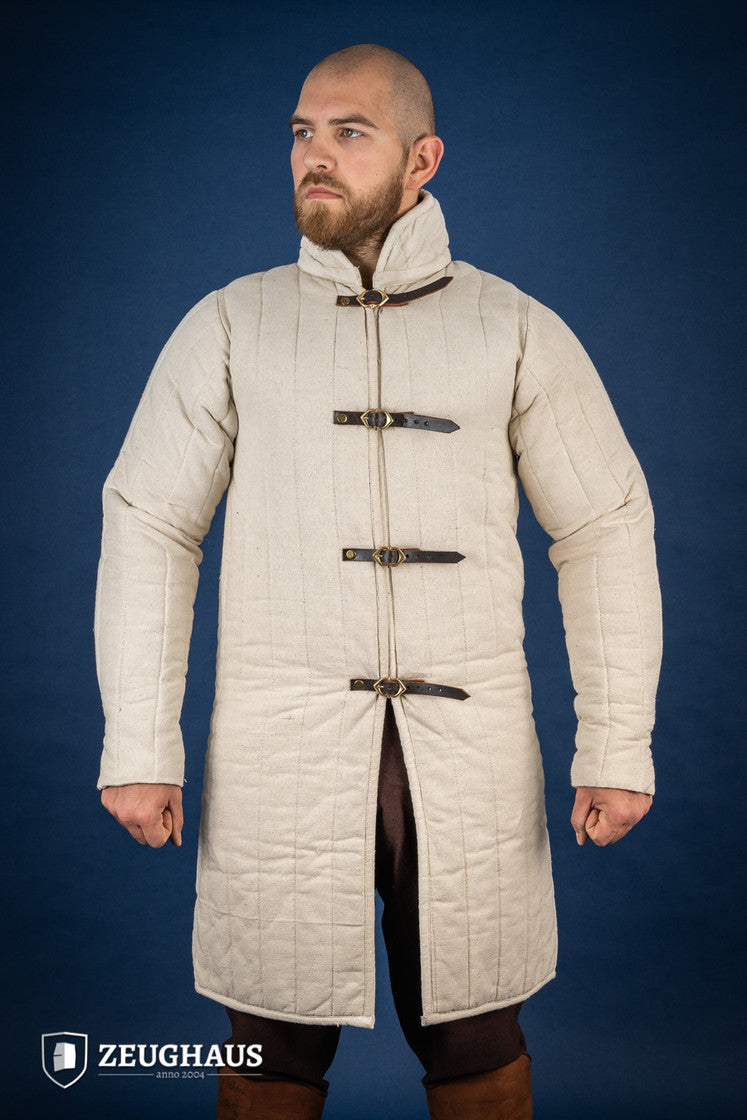 Medieval Front Buckled Gambeson Cream - Lightweight Armor for LARP, Cosplay & Renaissance Fairs | B-Stock Discount