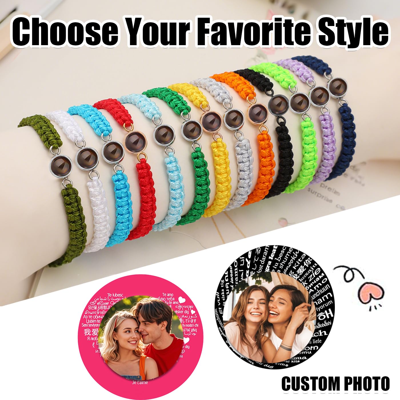 Custom Photo Bracelets with Picture Inside - Personalized Engraved Projection Bracelet for Women, Men, Couples - Memorial Keepsake Gift for Friends, Pets (Dog/Cat) - Perfect for Anniversaries, Birthdays & Special Occasions