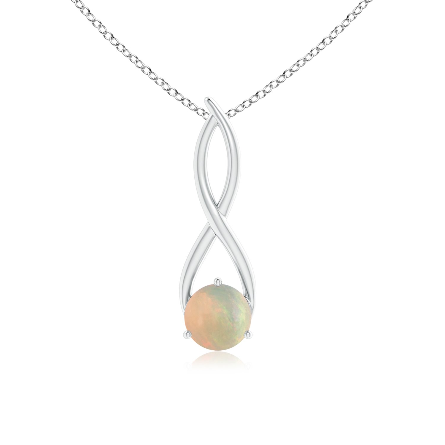 Natural Round Opal Infinity Twist Pendant in Sterling Silver/14K Solid Gold/Platinum | October Birthstone Jewelry, Elegant Birthday & Anniversary Gift for Women, Perfect for Weddings & Engagements | Ideal for Everyday Wear, Date Nights & Special Occasions