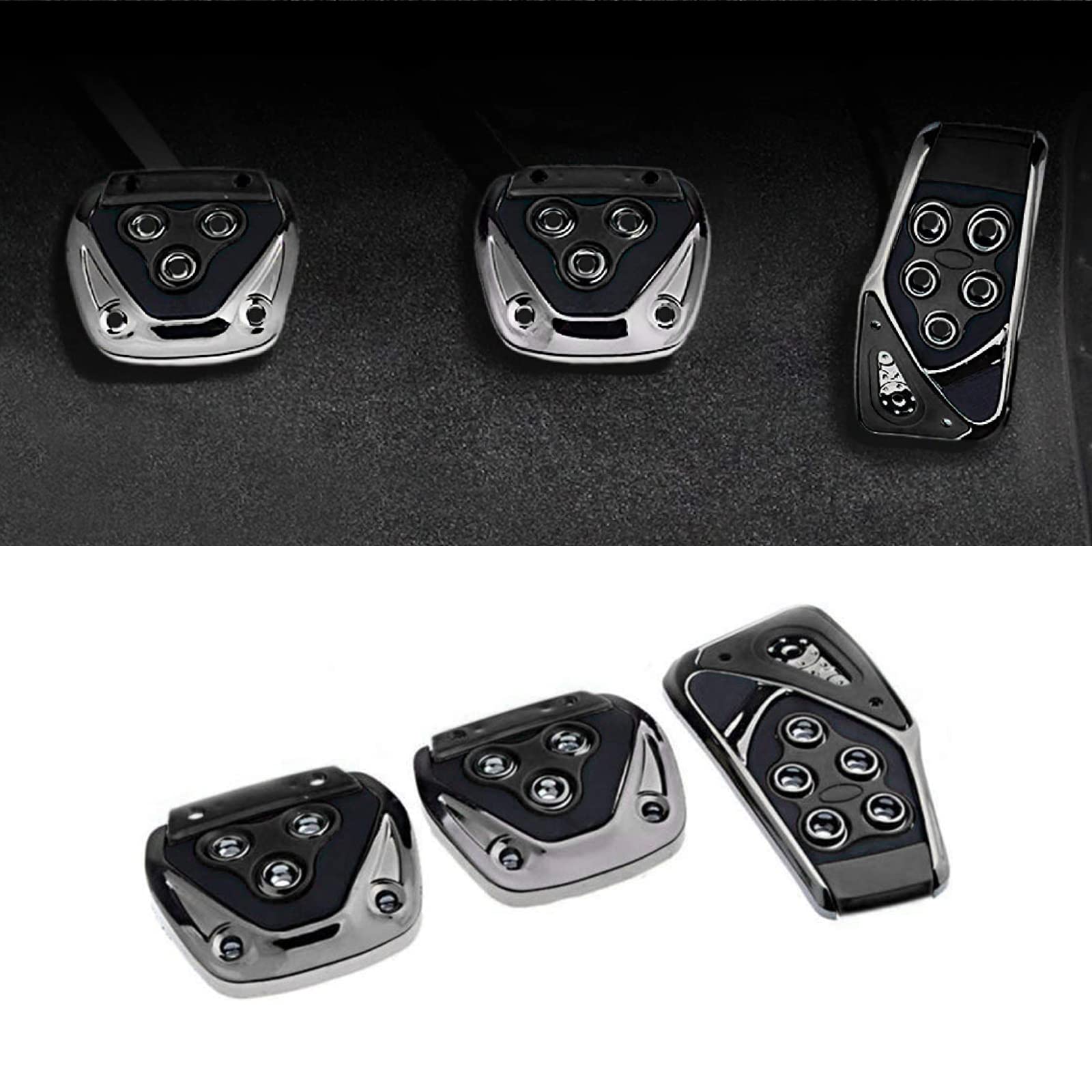 3 PCS Universal Non-Slip Racing Pedal Covers Set - Accelerator, Brake & Clutch Pedal Pads for Sport Cars - Black Car Interior Accessories Replacement - Perfect for Racing, Daily Driving & Car Upgrades