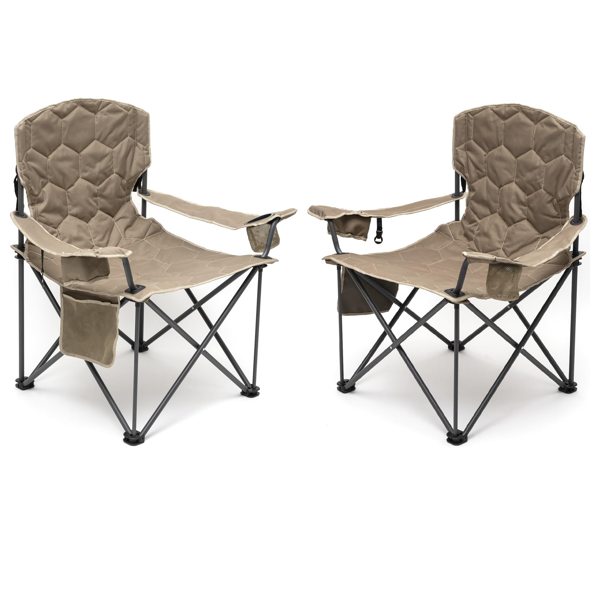 XXL Oversized Heavy Duty Camping Chair for Big & Tall People - Supports 500 LBS, Padded Seat with Armrests, Cup Holder & Storage Pocket - Portable Folding Chair for Outdoor, Travel, Picnic, Camping, Beach, Sports Events & Backyard Relaxation (Ideal for People Over 6'4