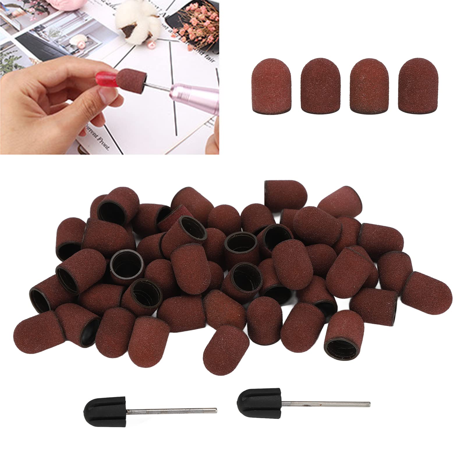 80# Grit Nail Sanding Drill Bits Set - Professional Manicure Polishing & Grinding Heads with Shaft for Nail Drill Machine | Perfect for Salon, Home Nail Art & DIY Pedicure Care
