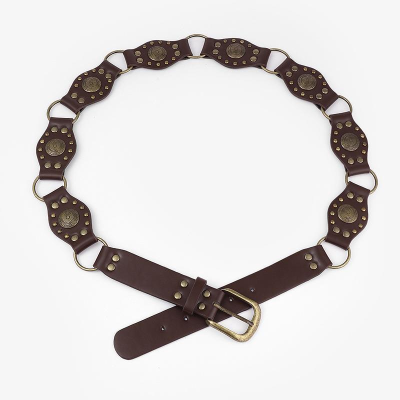 Vintage Rivet Metal Buckle Waist Belt - Adjustable Leather Strap for Women & Men | Perfect for Jeans, Dresses & Gothic Fashion Outfits