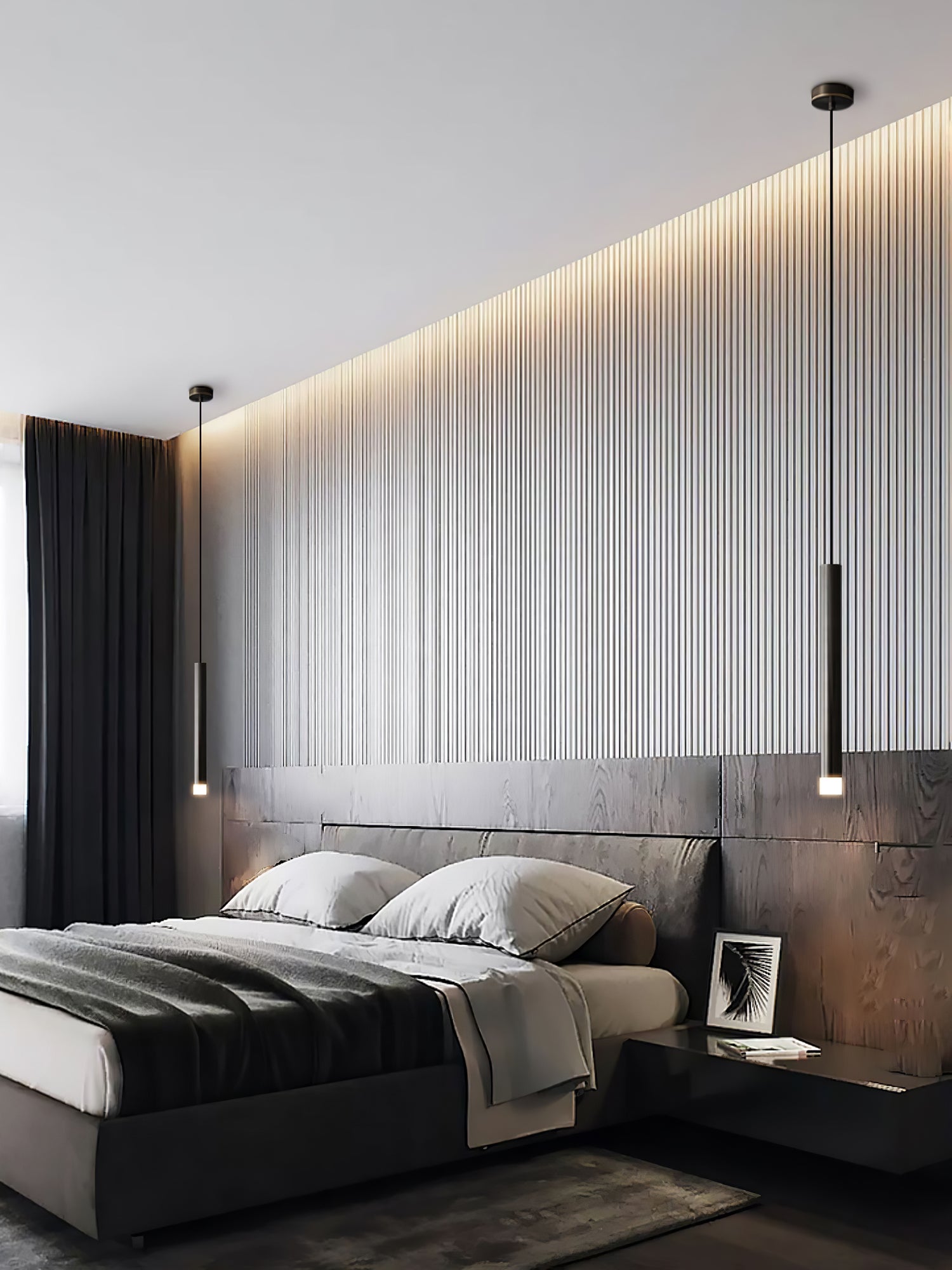 Modern Linea Mono Pendant Light - Minimalist Ceiling Lighting Fixture for Dining Room, Kitchen Island & Bedroom Decor