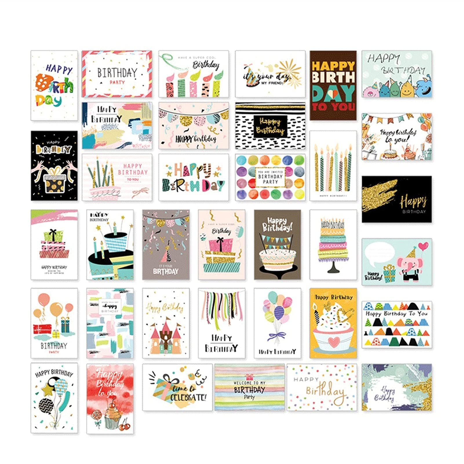 TOMYEUS 36-Pack Holiday Greeting Cards - Unique Birthday Cards for Adults & Kids, Large Happy Birthday Cards with Writing Blessings | Perfect for Christmas, New Year, Party Invitations & Special Occasions